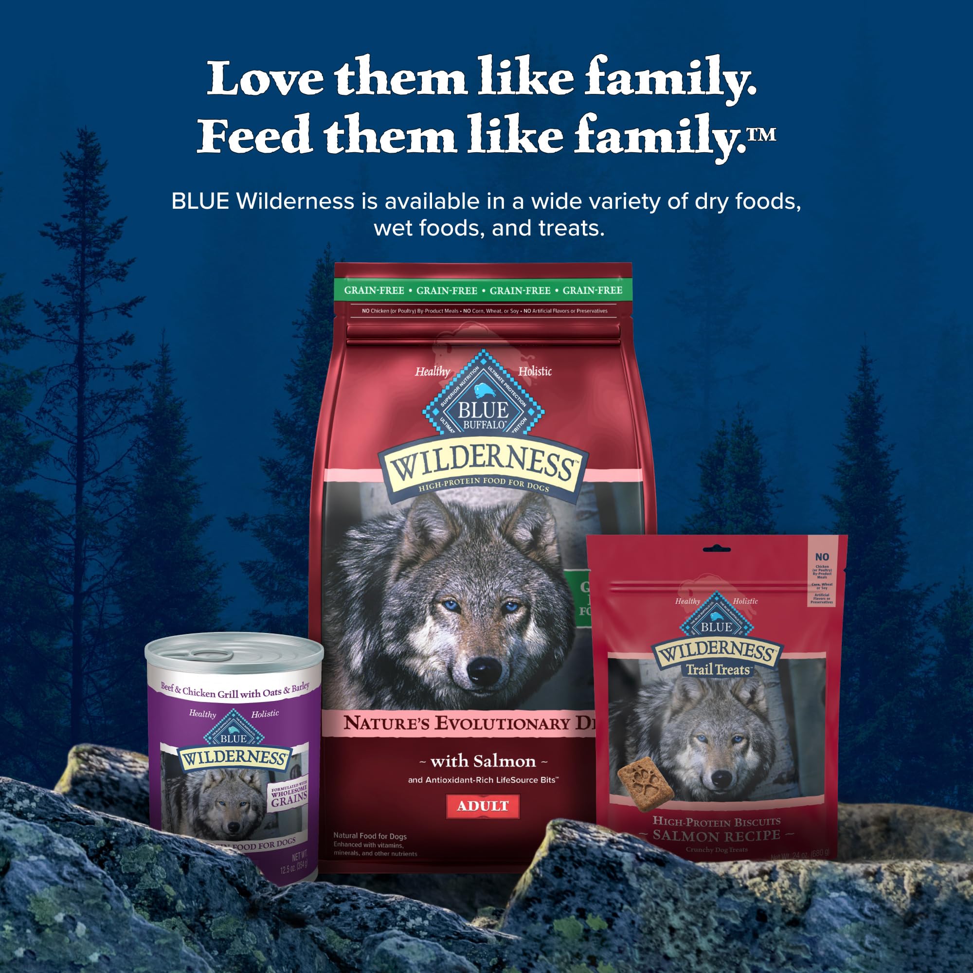 Blue Buffalo Wilderness Adult High-Protein Dry Dog Food with Real Salmon, Grain-Free, Made in the USA with Natural Ingredients,