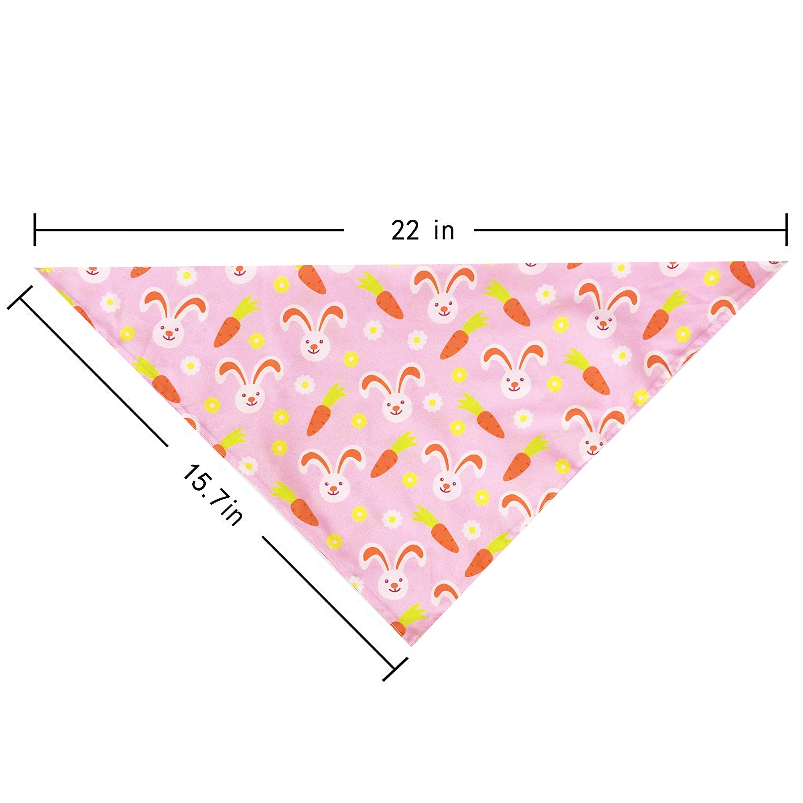 Easter Day Dog Bandana, Holiday Cat Bandana Bunny And Carrot Scarfs For Small Medium Large Dogs Cats Pet Puppies (Hoppy Hour/Pin