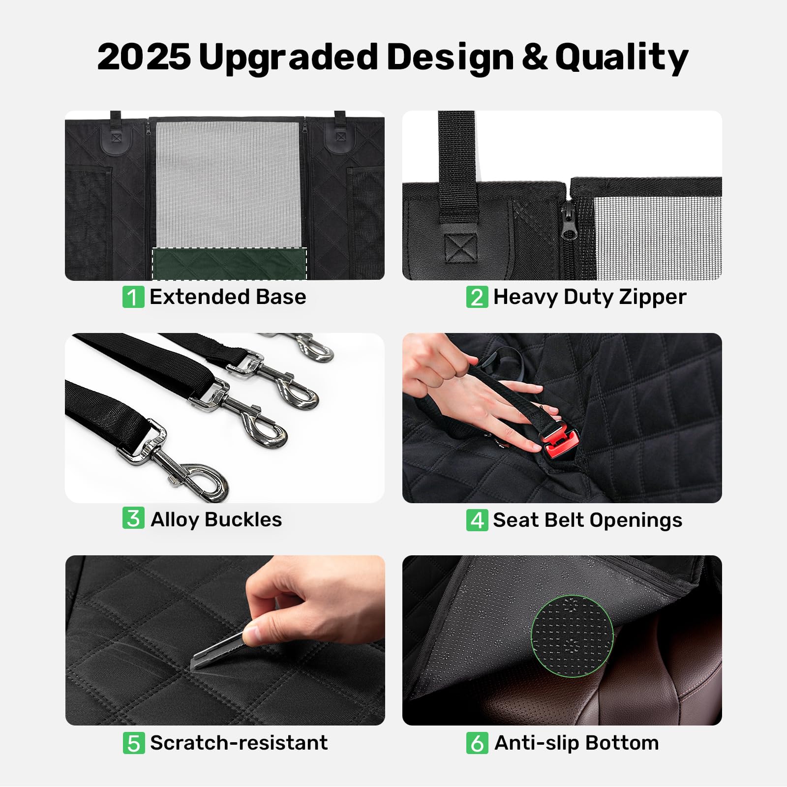 Zanch 2025 Upgraded Dog Car Seat Cover, 400 Lbs Heavy Duty Hard Bottom, Waterproof & Anti-Scratch Back Seat Protector, Nonslip P