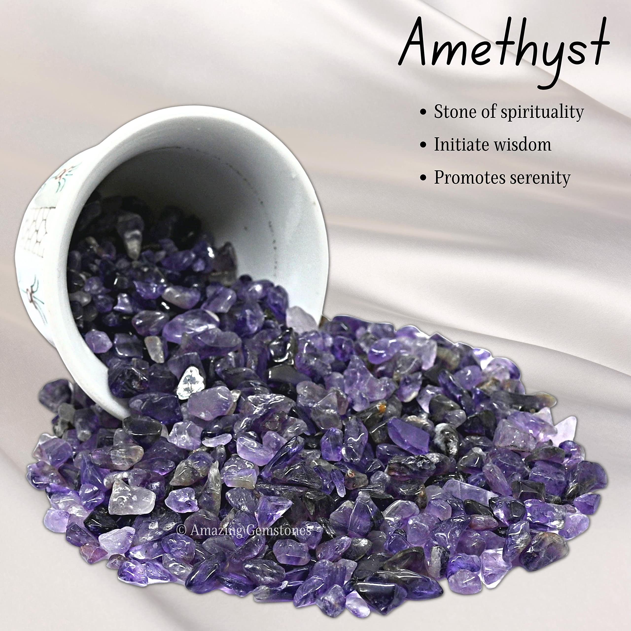 Amethyst Crystal Chips Aquarium Gravel Rocks - Amethyst Chips Bulk Fish Tank Gravel, Small Tumbled Stone Chips And Tiny Crystals