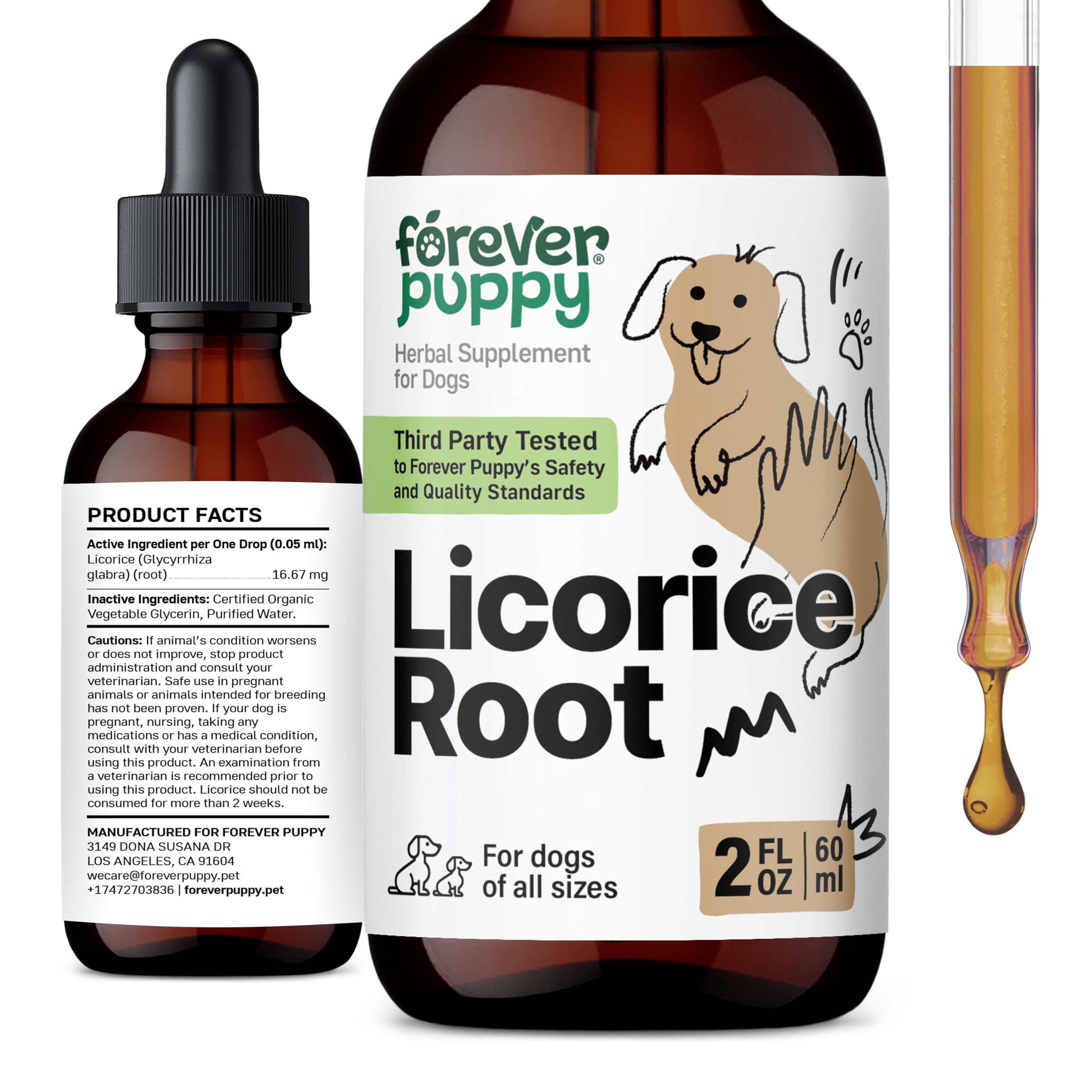 Forever Puppy Licorice Root Tincture for Dogs - Respiratory Health Supplements - Liquid Licorice Root for Dogs - Canine Vitamins