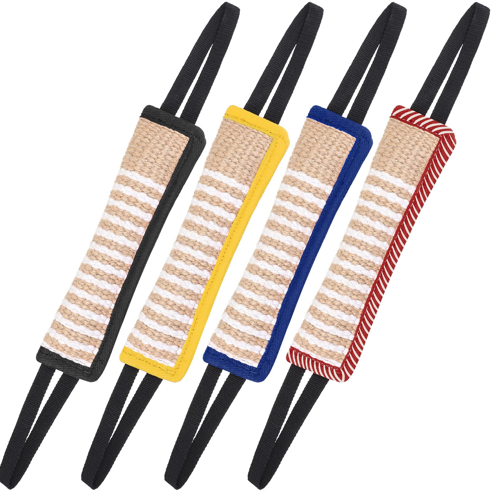 Kacctyen 4 Pcs Dog Tug Toy With 2 Handles - Interactive Play For Small, Medium & Large Dogs (Black, Yellow, Blue, Red)