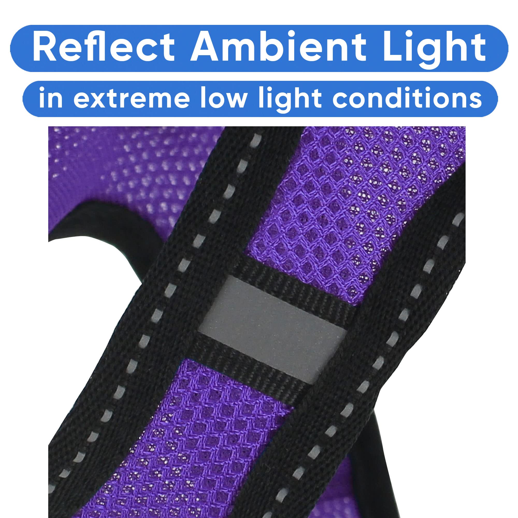 Pawtitas Adjustable Mesh Reflective Dog Harness Xl Purple