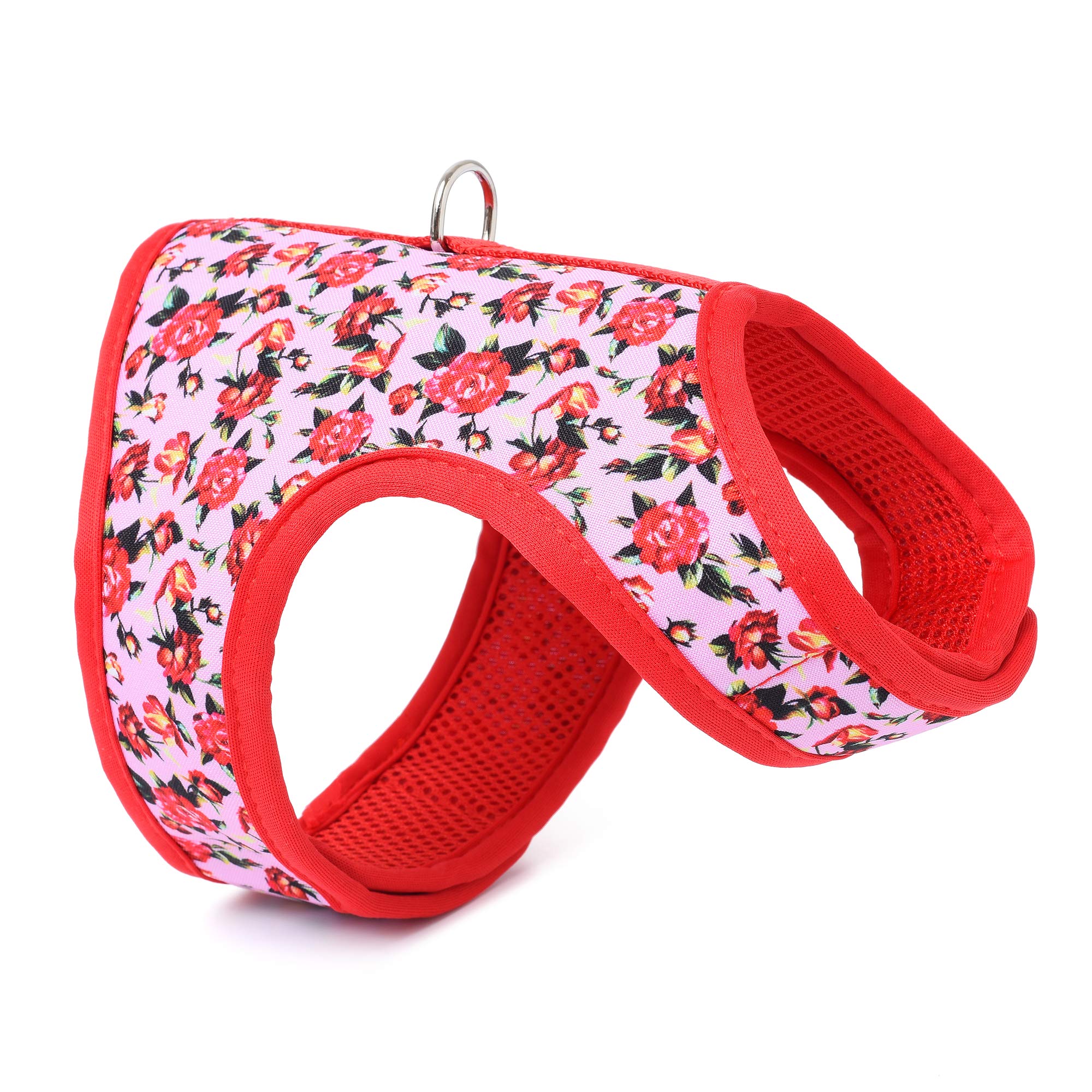 Mile High Life | Easy Get On Air Mesh Vest Harness | Spring Floral Collection | Adjustable Easy Closures Both Neck And Chest |20 Lbs Small Dogs & Cats | Peony Rose | S Chest Size (16'-18')