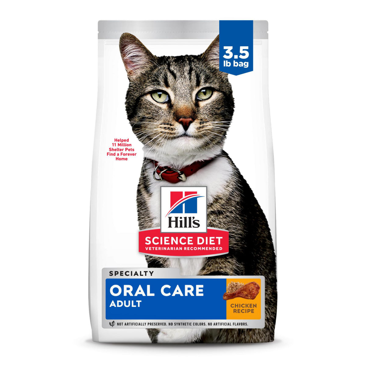 Hill'S Science Diet Oral Care, Adult 1-6, Plaque & Tartar Buildup Support, Dry Cat Food, Chicken Recipe, 3.5 Lb Bag