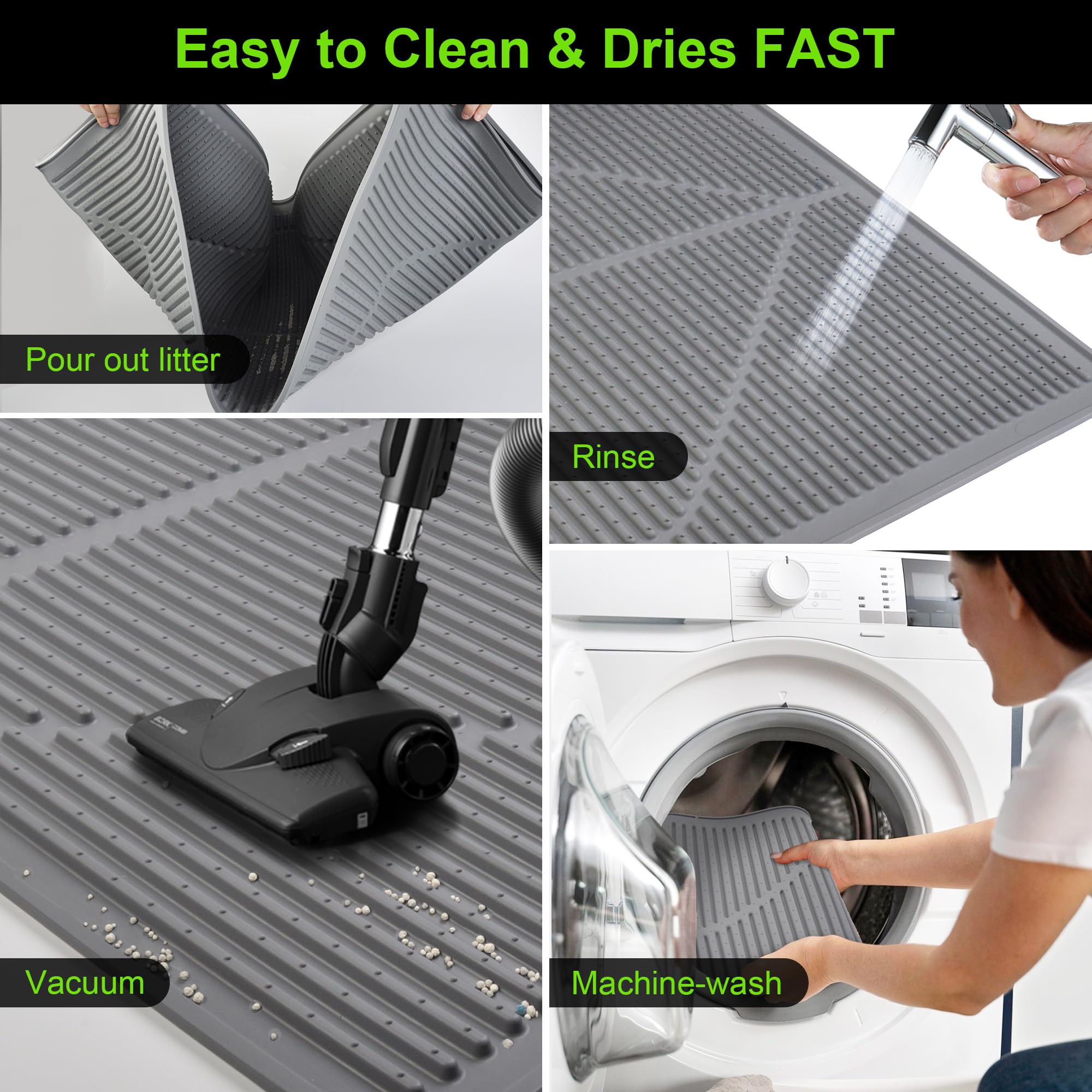 Mofason Rubber Large Cat Litter Mat - Kitty Litter Box Mat - Silicone Litter Trapping Catcher Mat - Cat Supplies & Accessories F