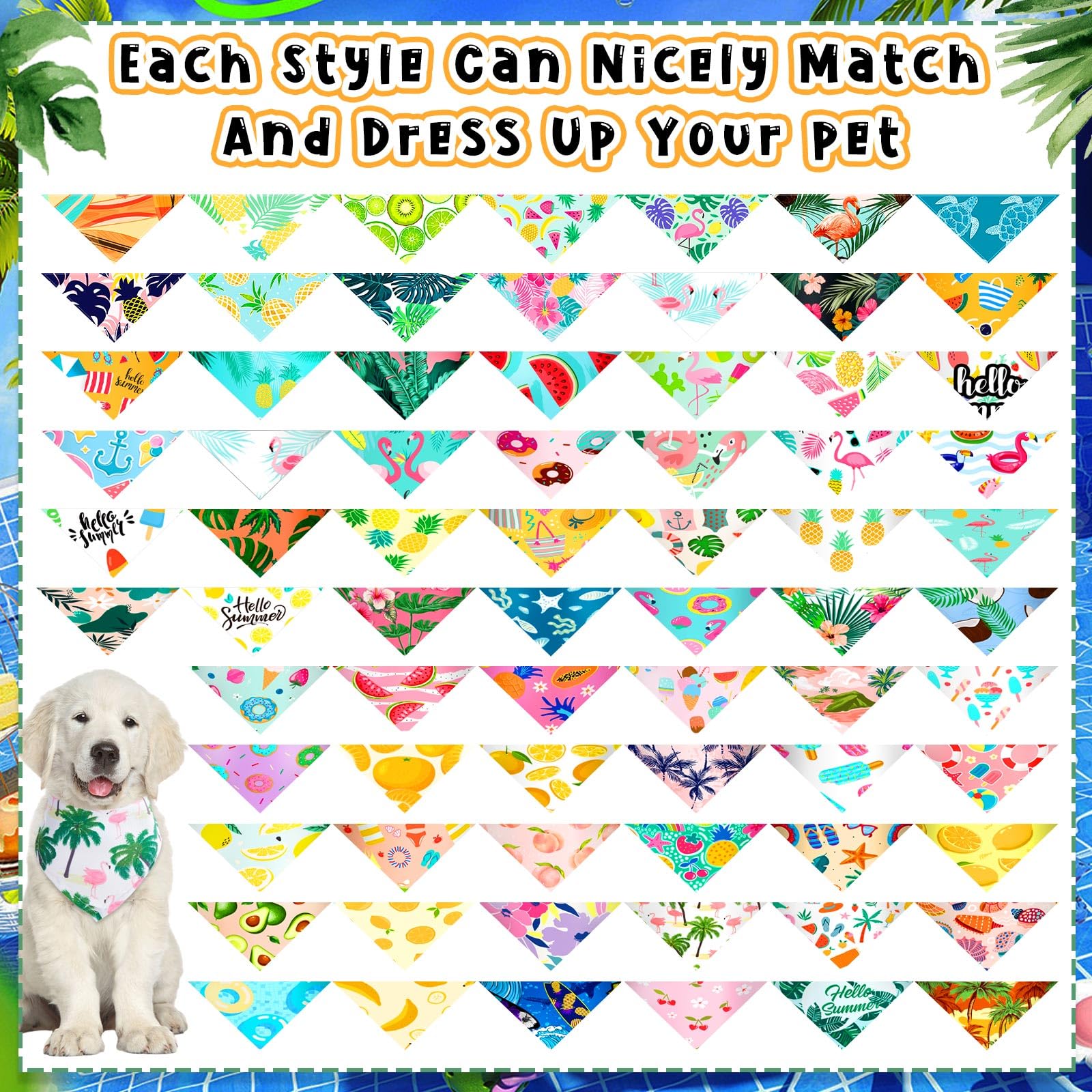 Reginary 72 Packs Dog Bandanas Pet Bandanas Triangle Scarf Bibs Dog Bibs Adjustable Dog Bandana For Pet Costume Accessories (Ink