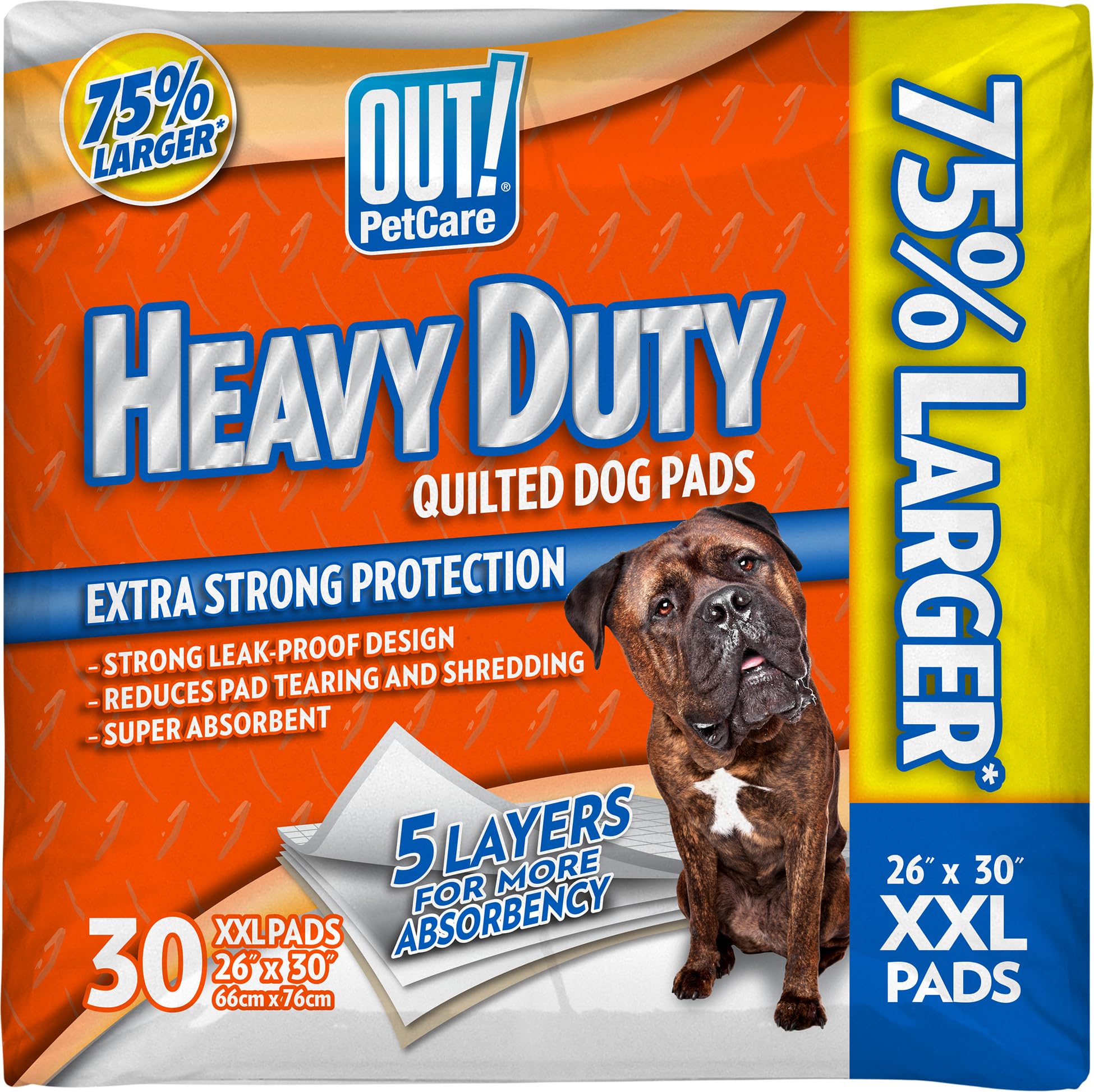 OUT! Petcare Puppy Pads XXL, Heavy Duty, Leak Proof Pee Pads for Dogs, Potty Training & Housebreaking, Puppy Essentials (26x30, 