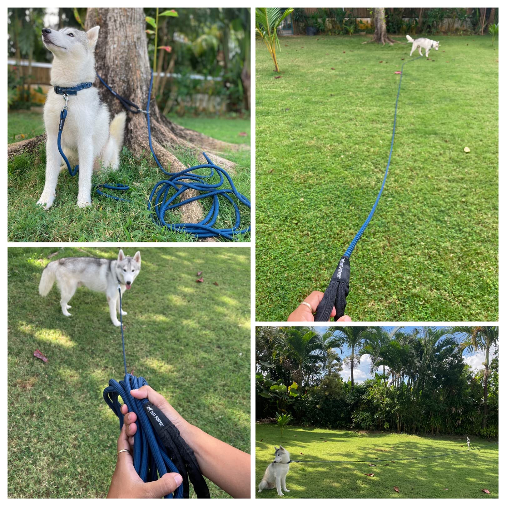 Tuff Pupper Heavy Duty 30 Foot Long Rope Leash For Dogs | Dog Recall Training Leash | High Visibility Strong Climbing Rope Leash