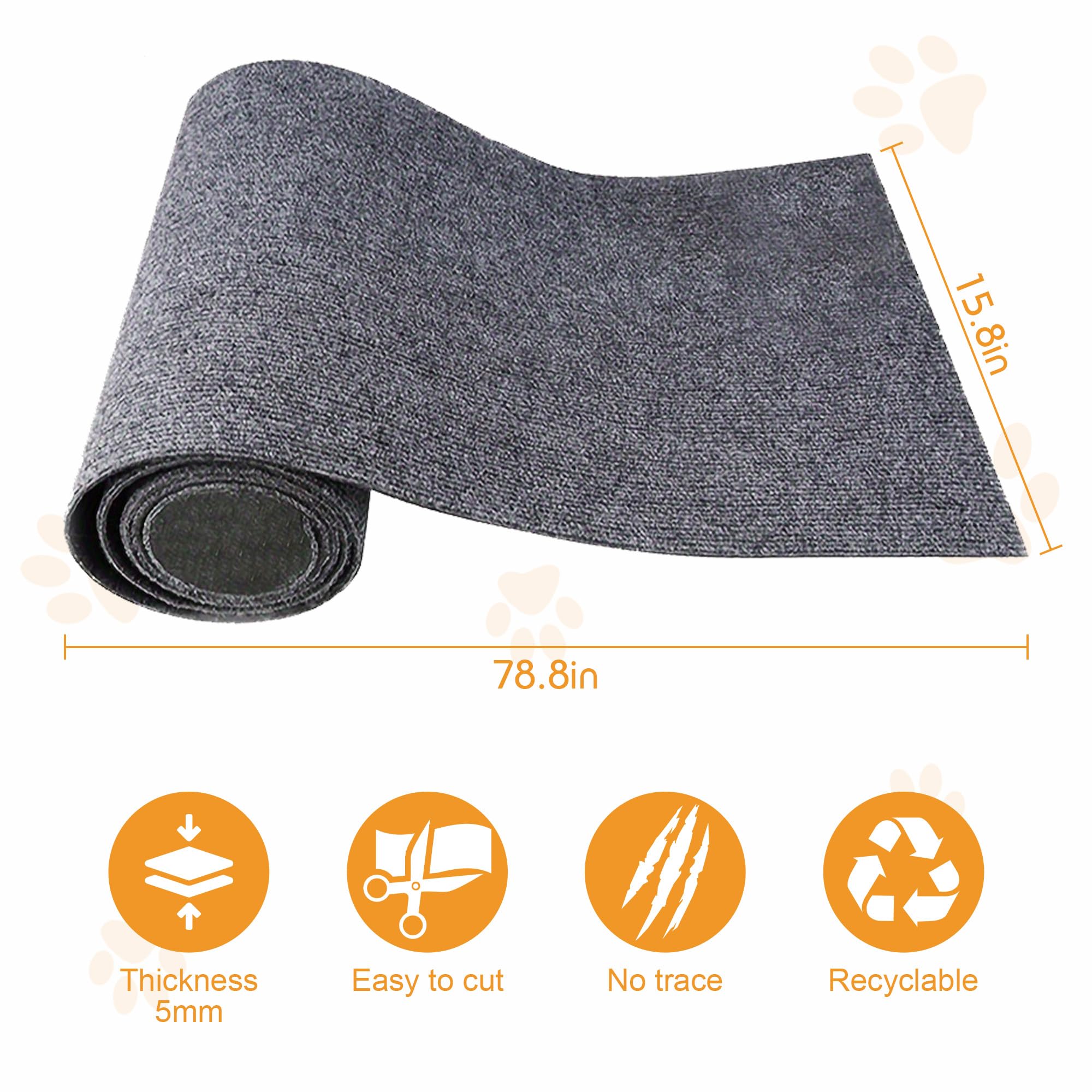 78   X15.8    Trimmable Cat Scratching Post Carpet Cover Cat Scratcher Mat Self-Adhesive Tree Shelves Replacement Parts Mat Cat