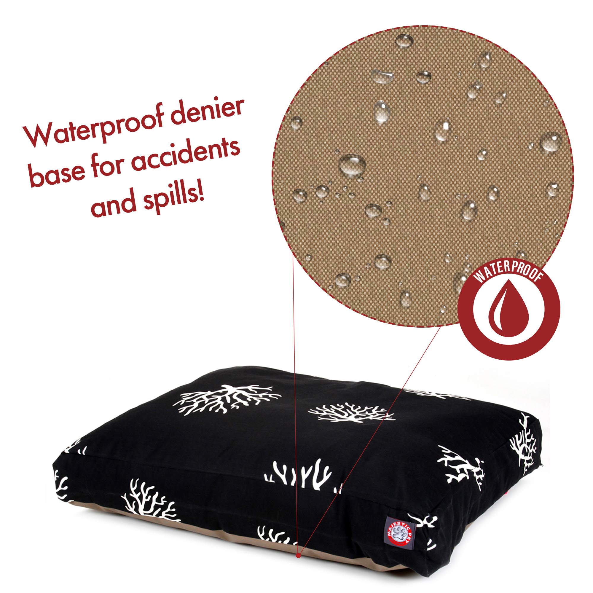 Black Coral Small Rectangle Indoor Outdoor Pet Dog Bed With Removable Washable Cover By Majestic Pet Products