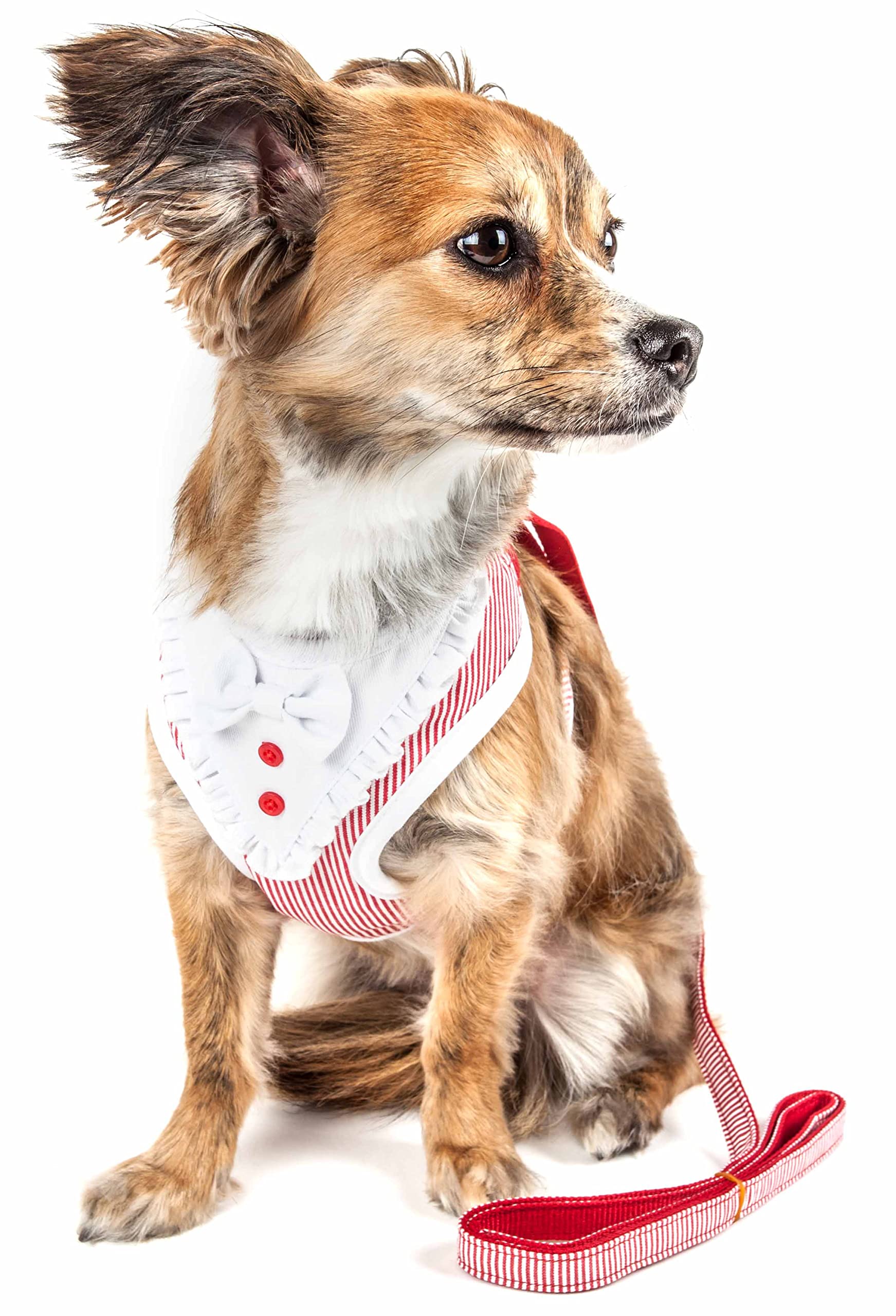 Pet Life A Luxe Collection Spawling 2-In-1 Dog Harness And Leash With Ruffled Pet Collar And Fashion Dog Bowtie - Pet Harness An