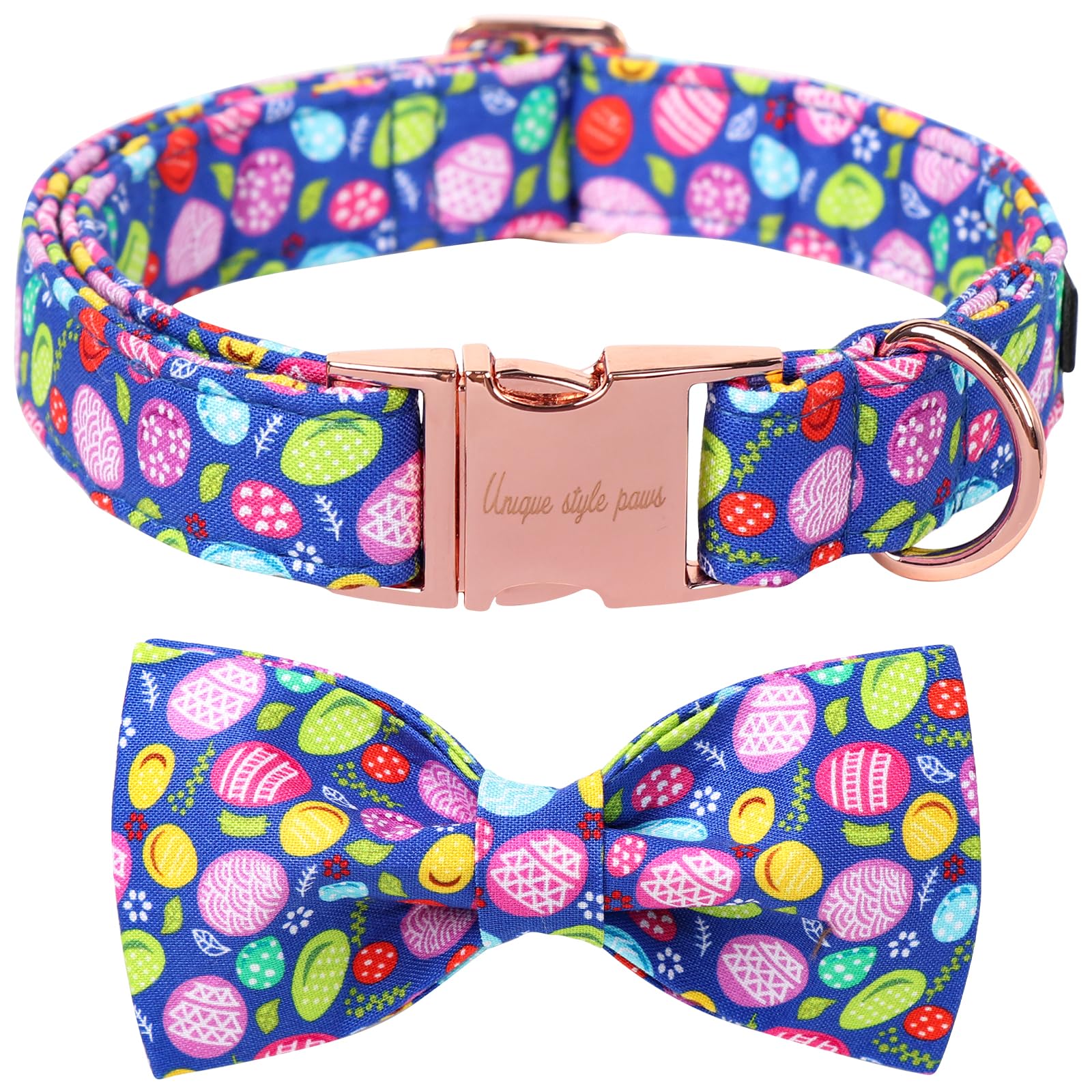Unique Style Paws Easter Dog Collar With Bow Colorful Egg Rabbit Dog Collar Bowtie Collar For Large Medium Small Dogs