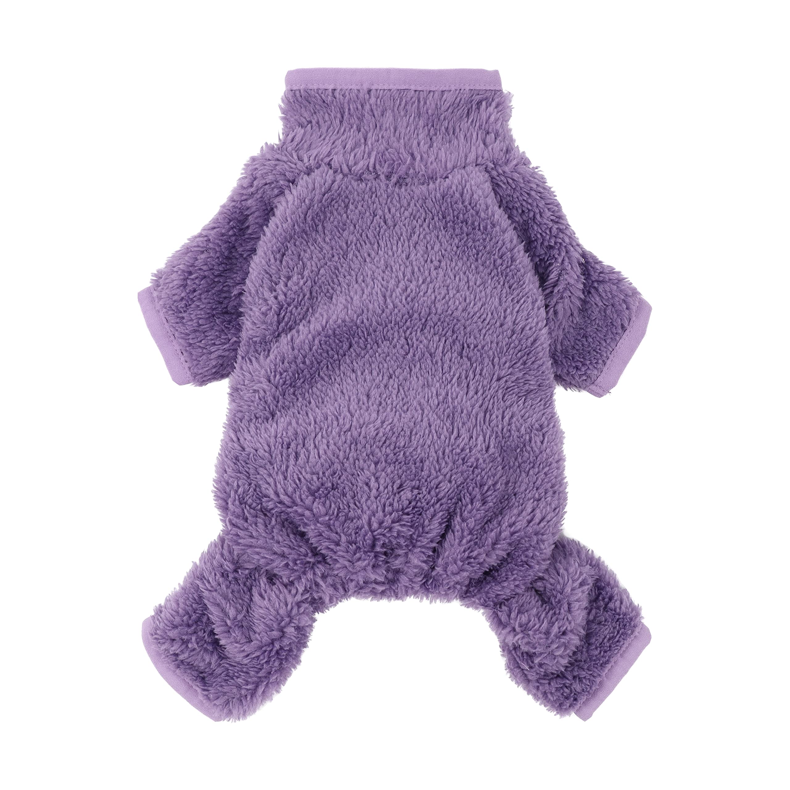Fitwarm Dog Fuzzy Fleece Pajamas, Dog Winter Clothes For Small Dogs Girl, Pet Jumpsuit, Doggy Apparel, Purple, Xxl