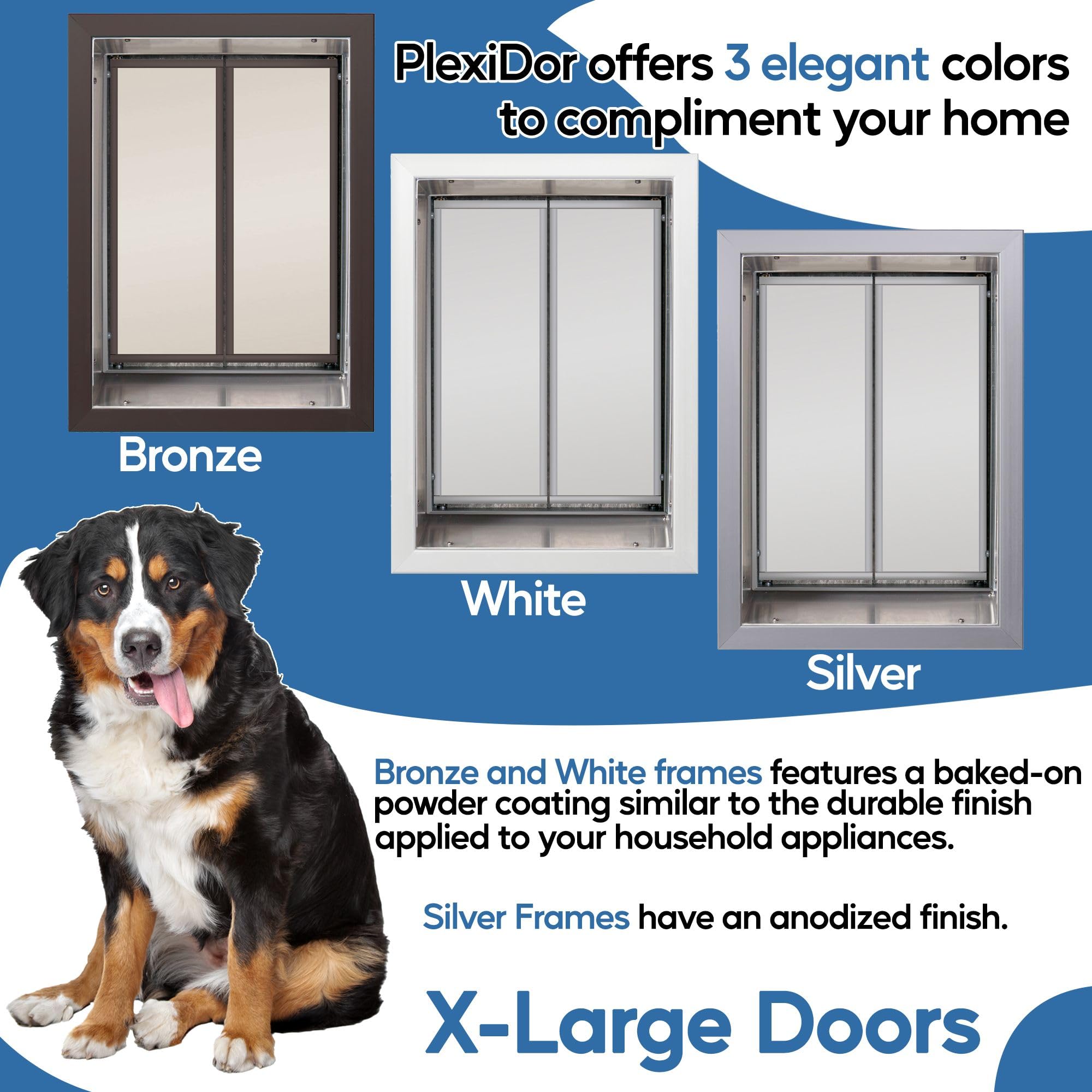 Plexidor Performance Wall Mount Pet Doors Silver - Energy Efficient Dog Door With Lock And Key