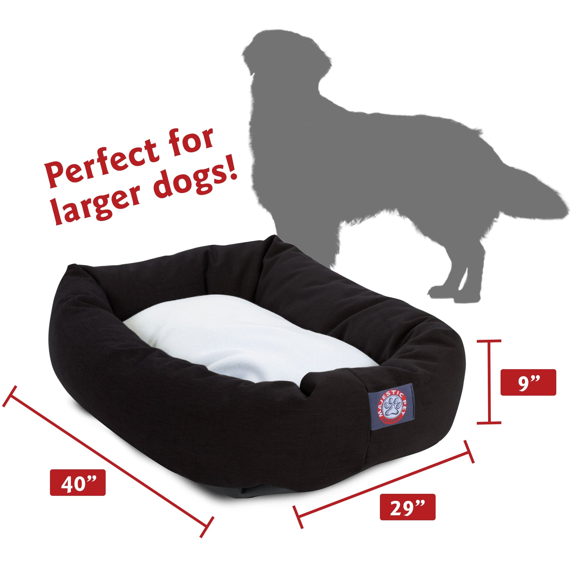 40 Inch Black & Sherpa Bagel Dog Bed By Majestic Pet Products