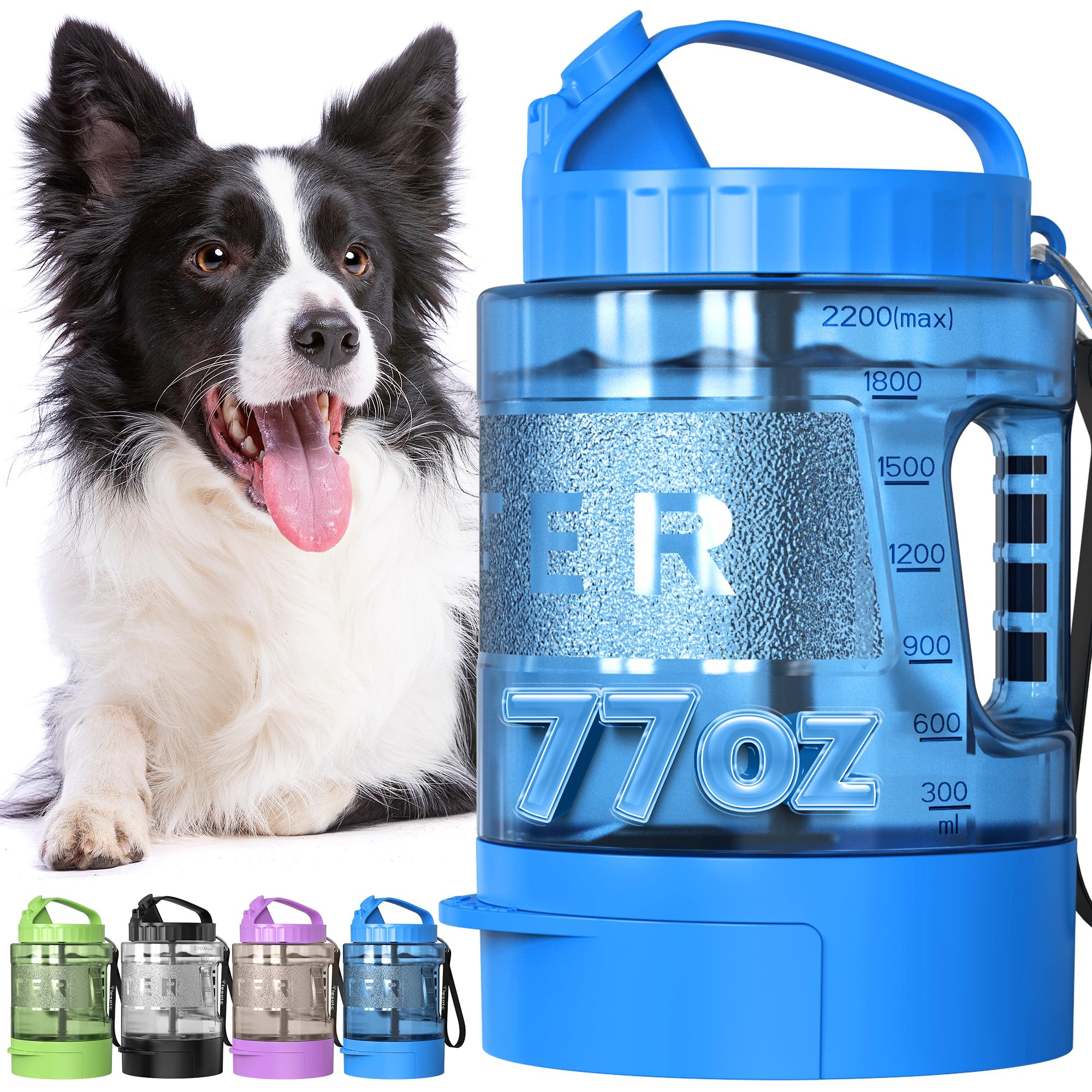 Portable Dog Travel Water Bottle, 77oz Large Dog Water Bowl Dispenser Portable, Leakproof Pet Drinking Bottle Dispenser for Hiki