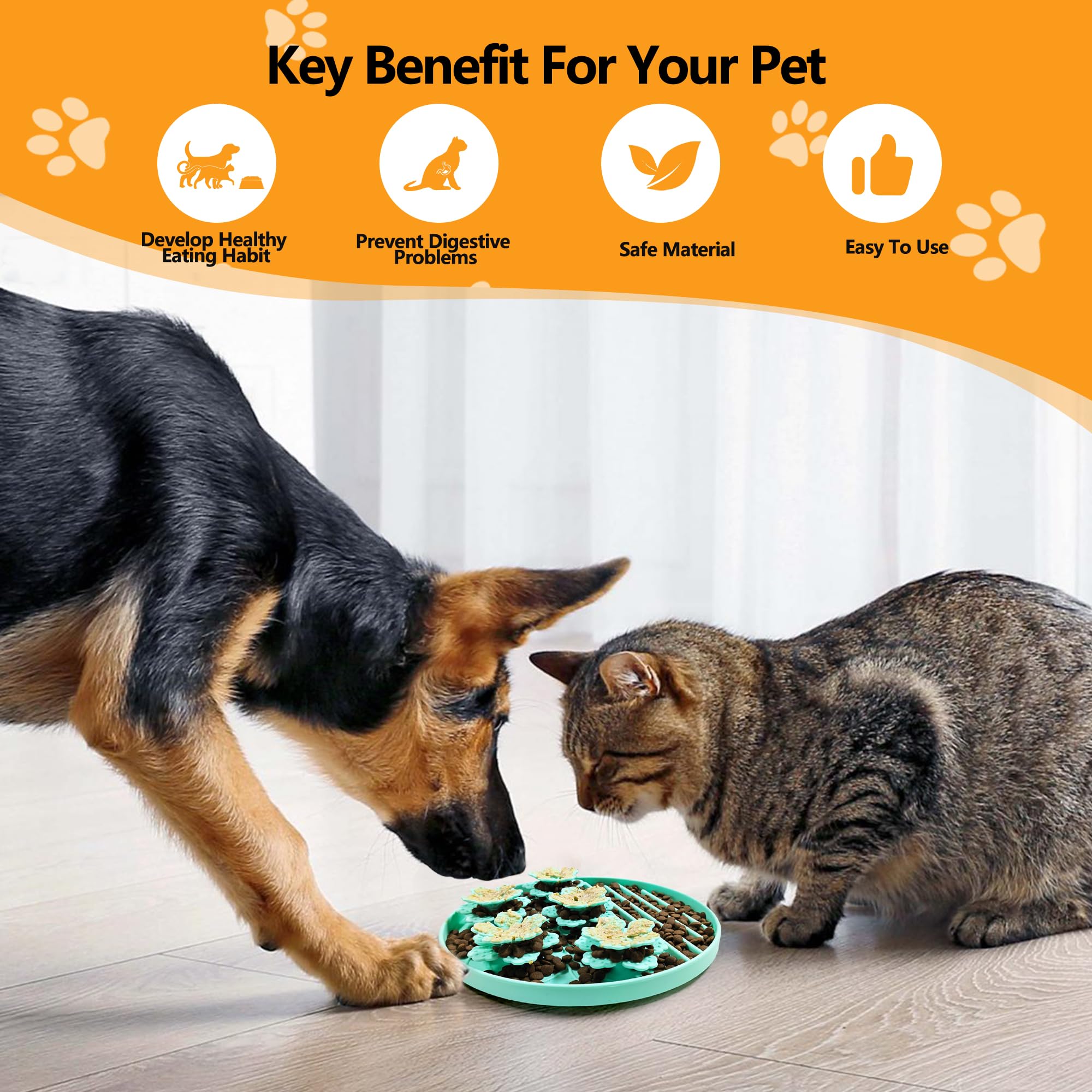 Awinner Slow Feeder Dog Bowl Make Mealtime Fun And Healthy With - Reduce Overeating And Aid Digestion Cat Lick Mat (Cyan)