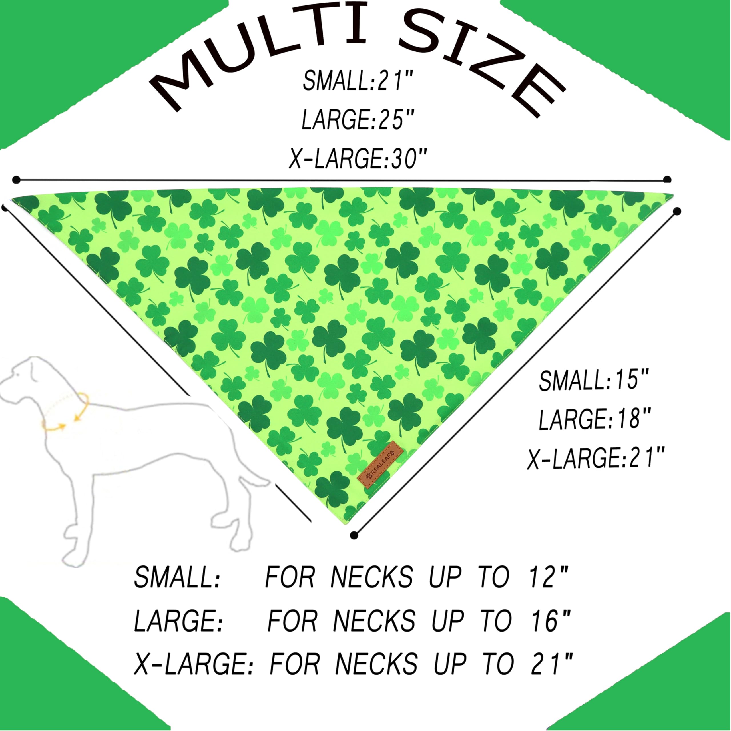 Realeaf St. Patrick'S Day Dog Bandanas 2 Pack, Triangle Reversible Pet Scarf For Boys And Girls, Premium Durable Fabric, Holiday Bandana For Medium And Large Dogs (Large)