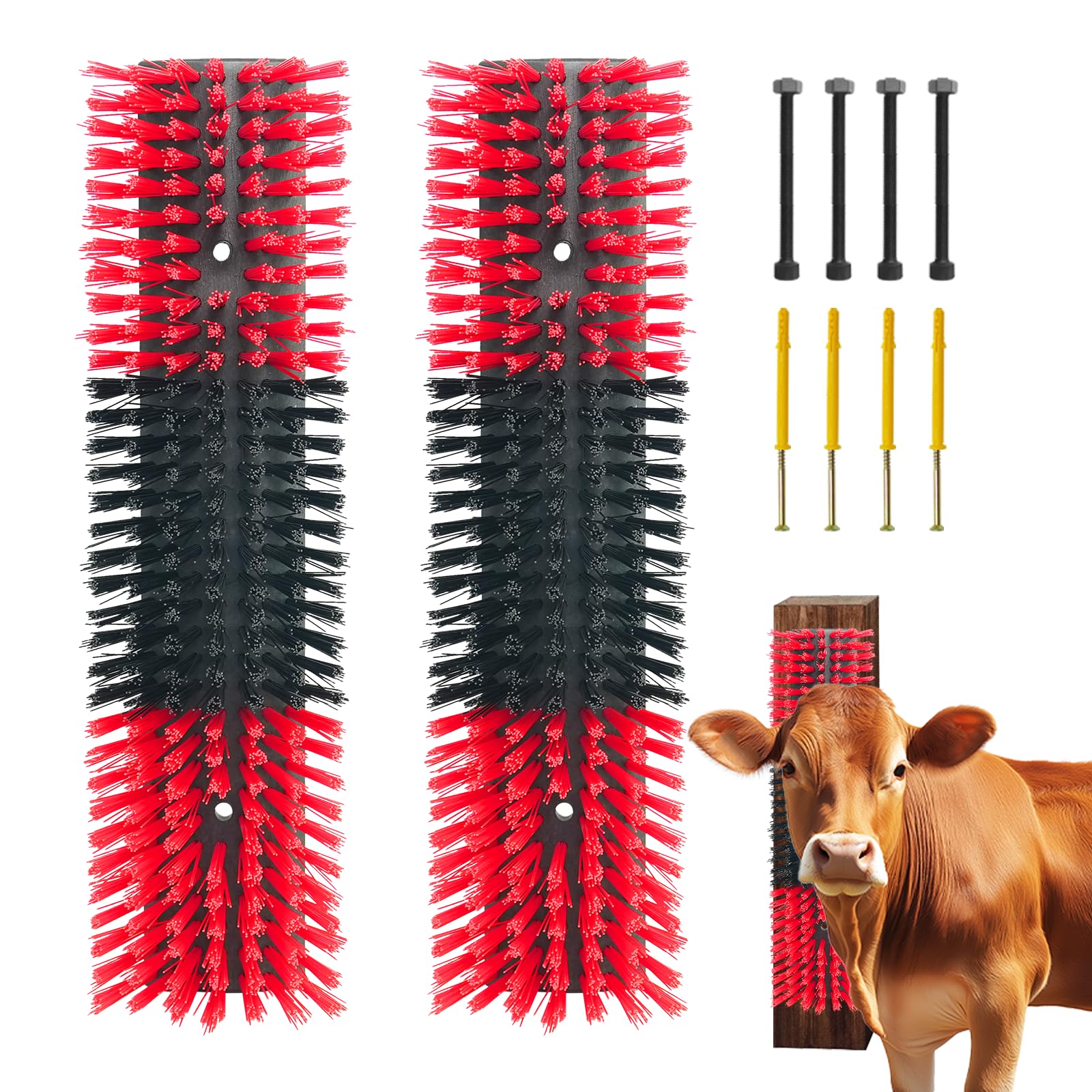 Livestock Scratch Brush With 4 Screws,Animal Back Scratching Brush For Cow,Cattle,Sheep, Horses,Pigs,Massage Grooming Tool