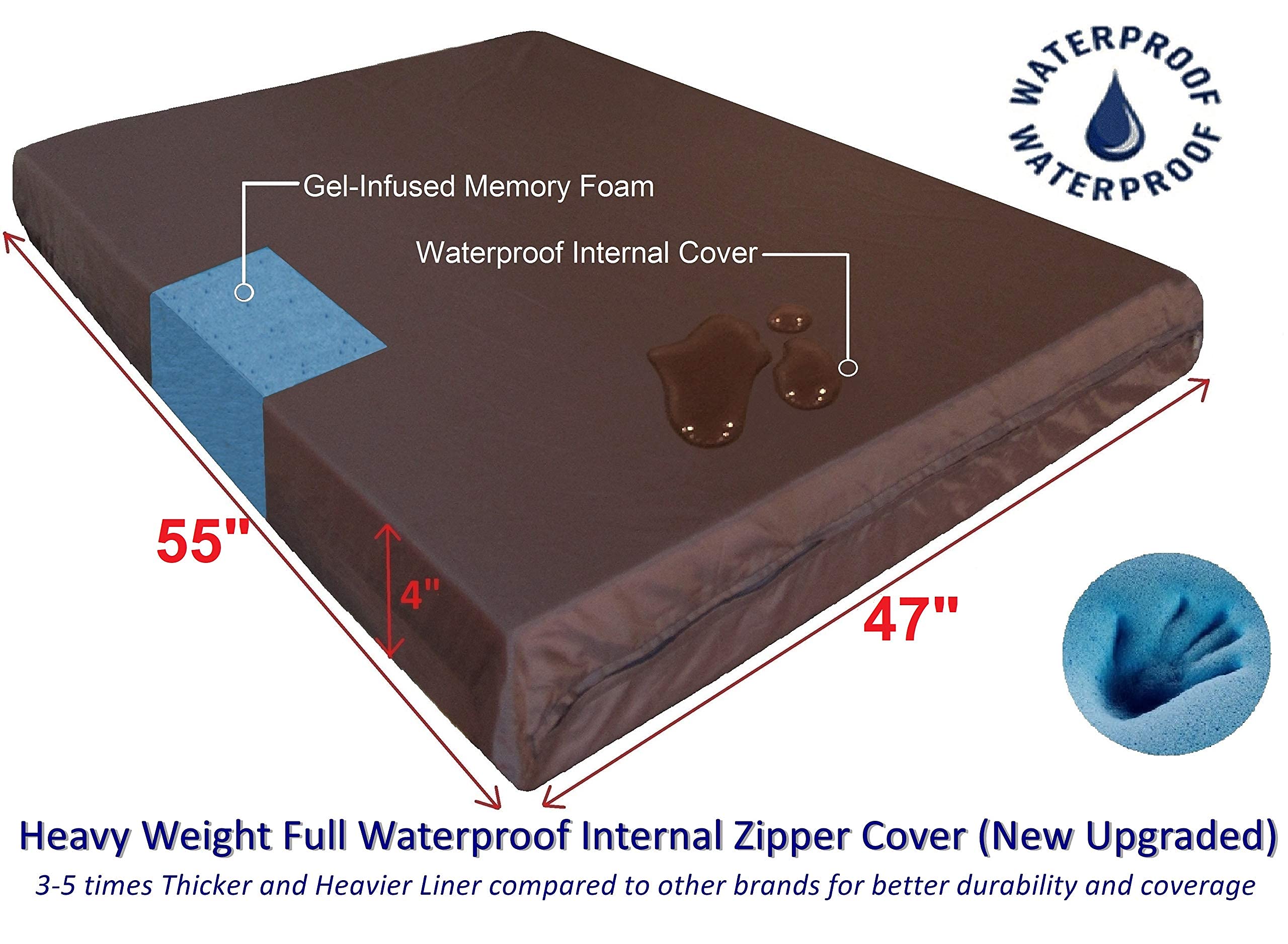 Dogbed4Less Jumbo Orthopedic Memory Foam Dog Bed For Large Dogs With Durable Denim Cover, Waterproof Liner And Extra Pet Bed Cas