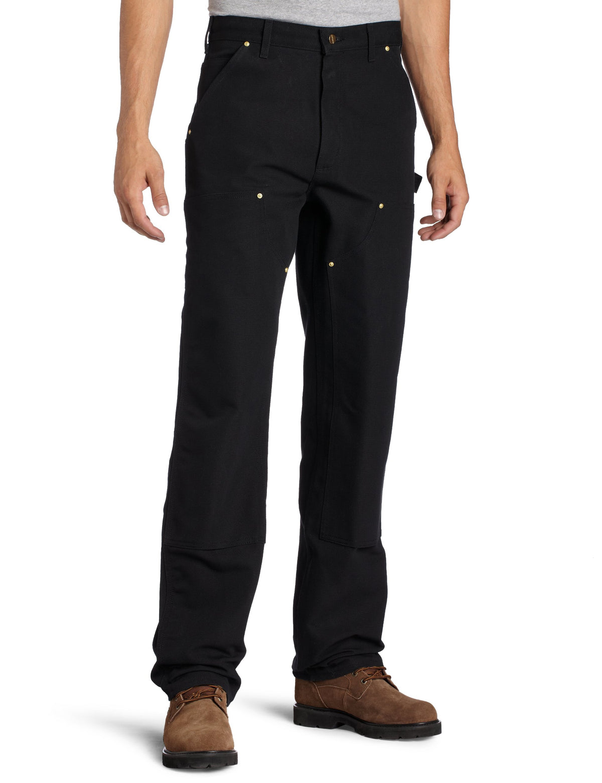 Carhartt Mens Firm Duck Double-Front Work Dungaree Pant B01, Black, 42W X 32L