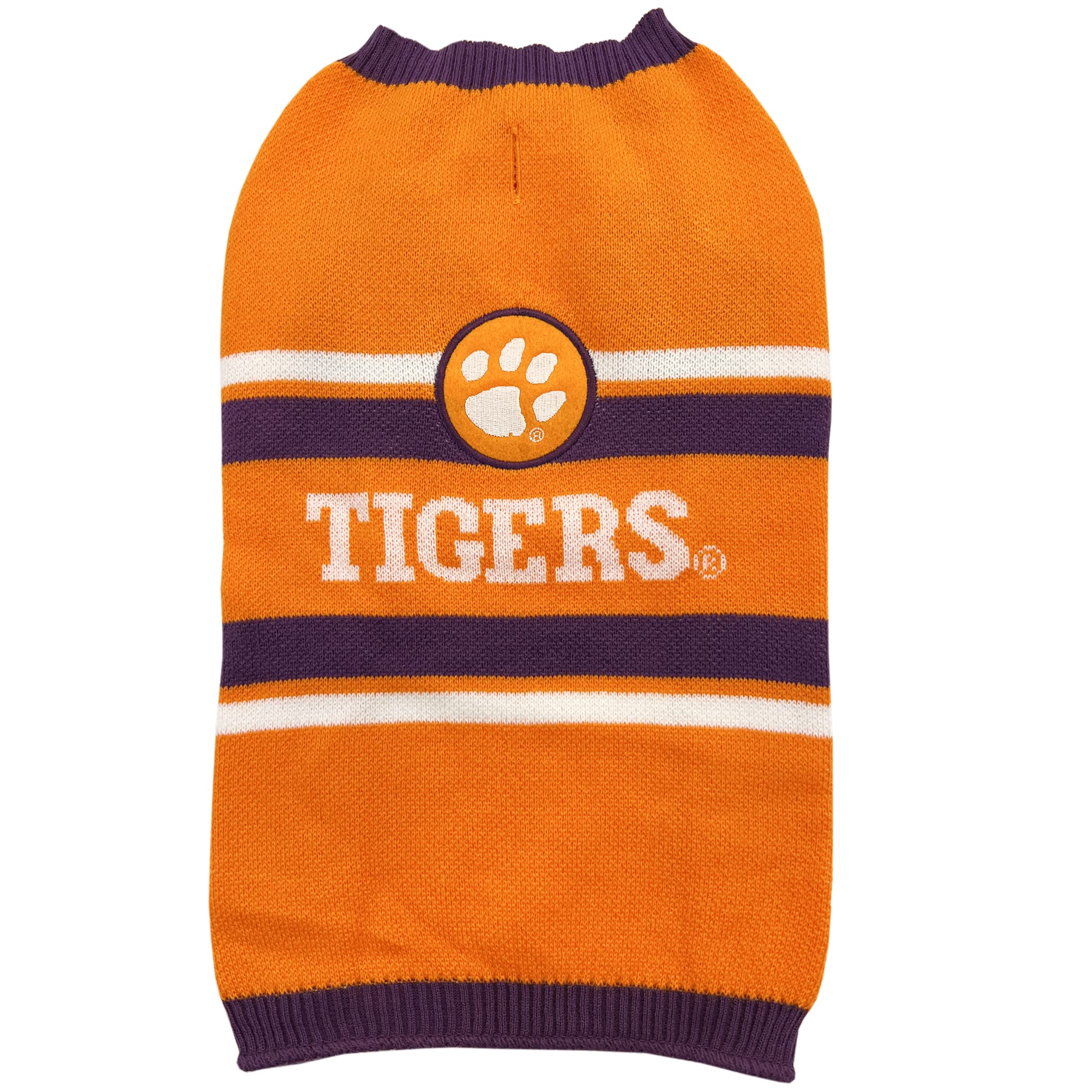 NCAA Clemson Tigers Dog Sweater, Size Extra Large. Warm and Cozy Knit Pet Sweater with NCAA Team Logo, Best Puppy Sweater for La