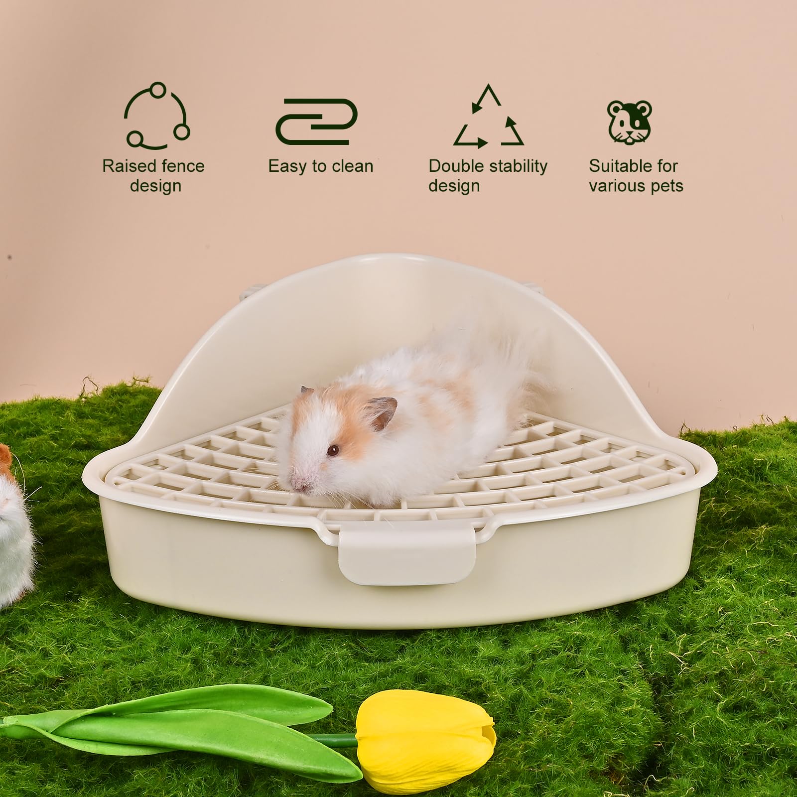 Rubyhome Triangle Potty Trainer Corner Litter Bedding Box Pet Pan For Baby Rabbit, Chinchillas, Small Guinea Pigs, Ferret, Gales