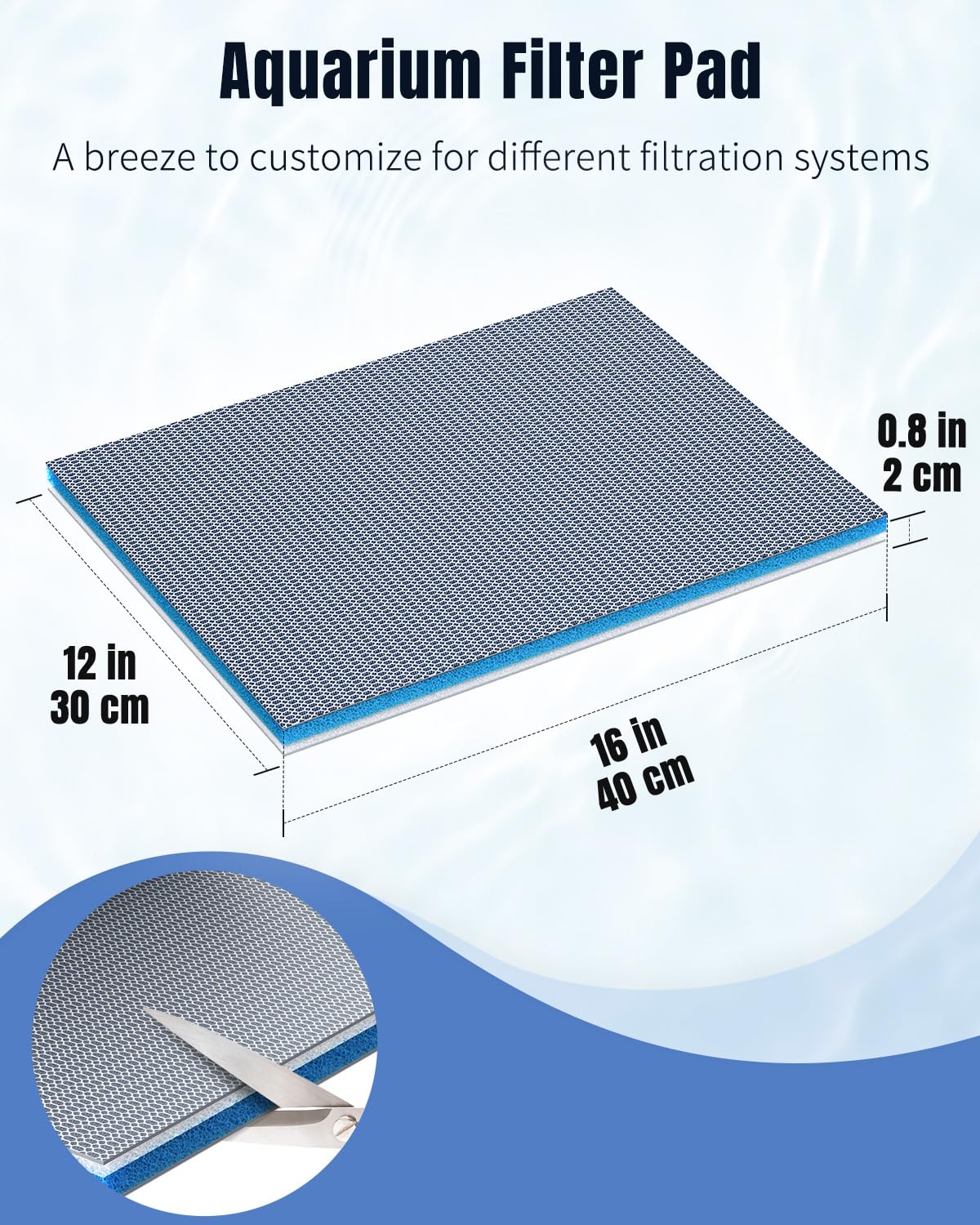 Pawfly 16 X 12 Inch Cuttable Aquarium Filter Media Pad, Sponge Filter Pad For Freshwater Saltwater Fish Tanks, 8-Layer Aquarium