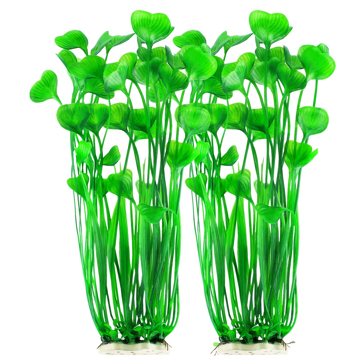 Mylifeunit Plastic Fish Tank Plants, 2 Pack Artificial Tall Aquarium Plants For Fish Tank Decor, 15.75 Inches (Green)
