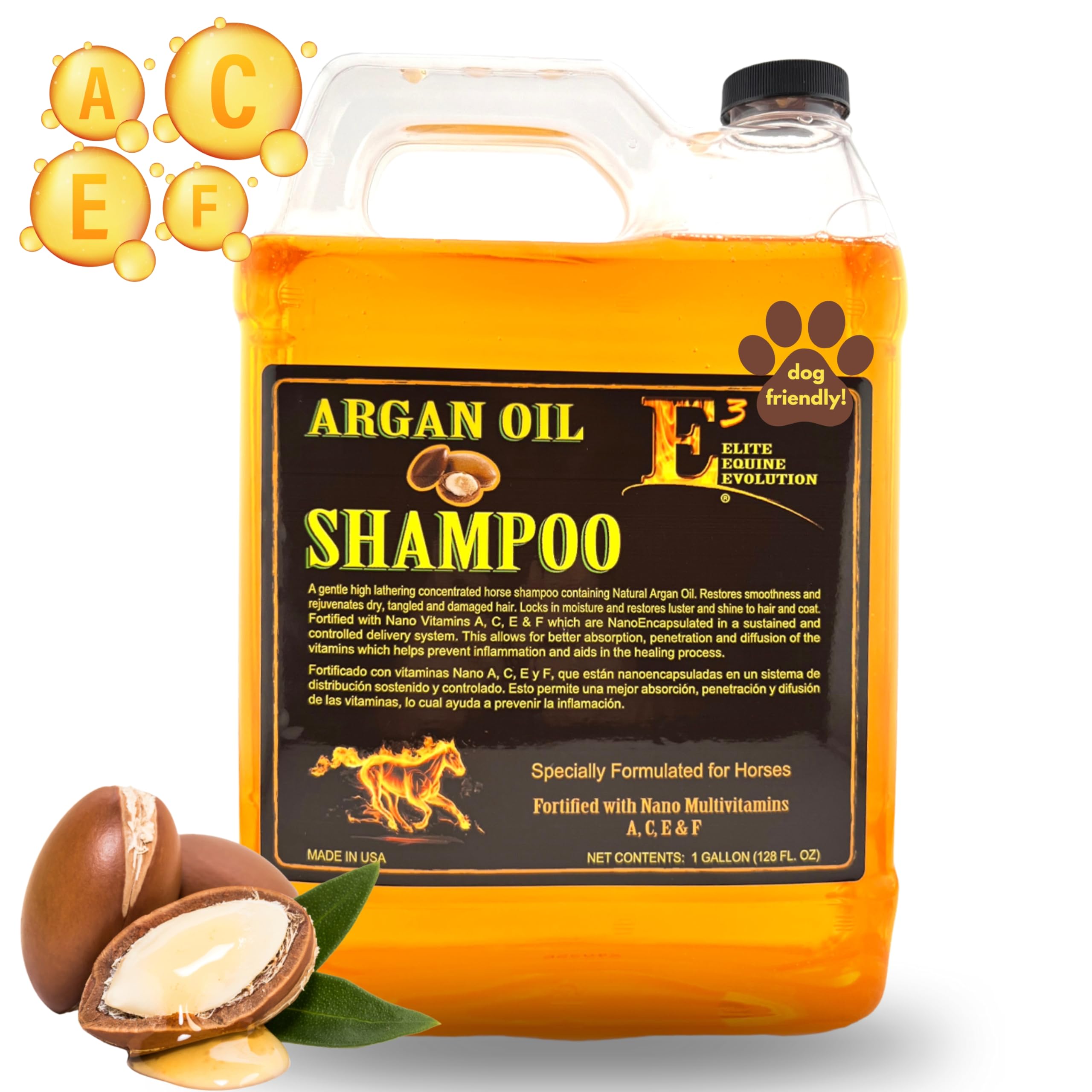 E3 Argan Oil Shampoo - Luxurious Pet Grooming Solution For Nourished & Rejuvenated Coat - Enriched With Hydrating Argan Oil For 