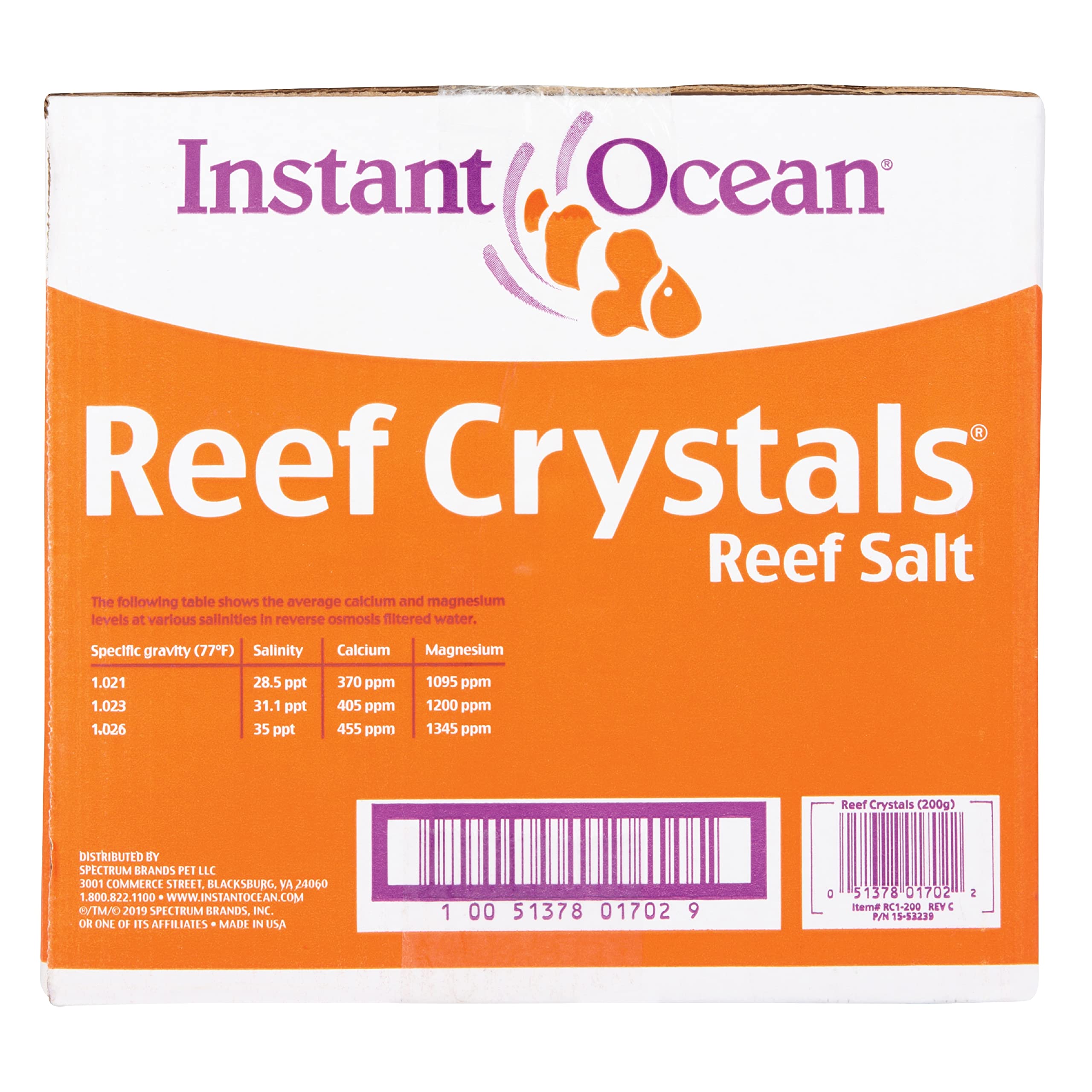Instant Ocean Reef Crystals Reef Salt For 200 Gallons, Enriched Formulation For Aquariums, 25600 Fl Oz (Pack of 1)