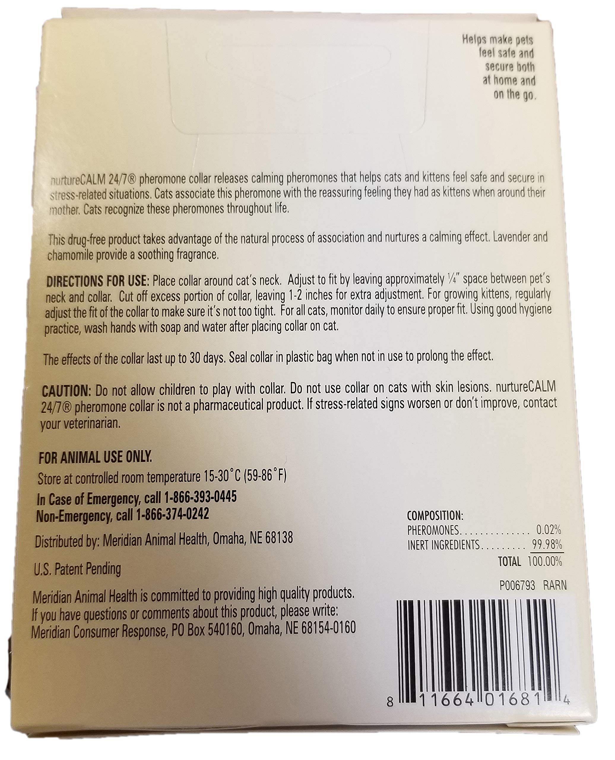 Nurturecalm 24/7 Feline Calming Pheromone Collar (Upto 15' Neck)