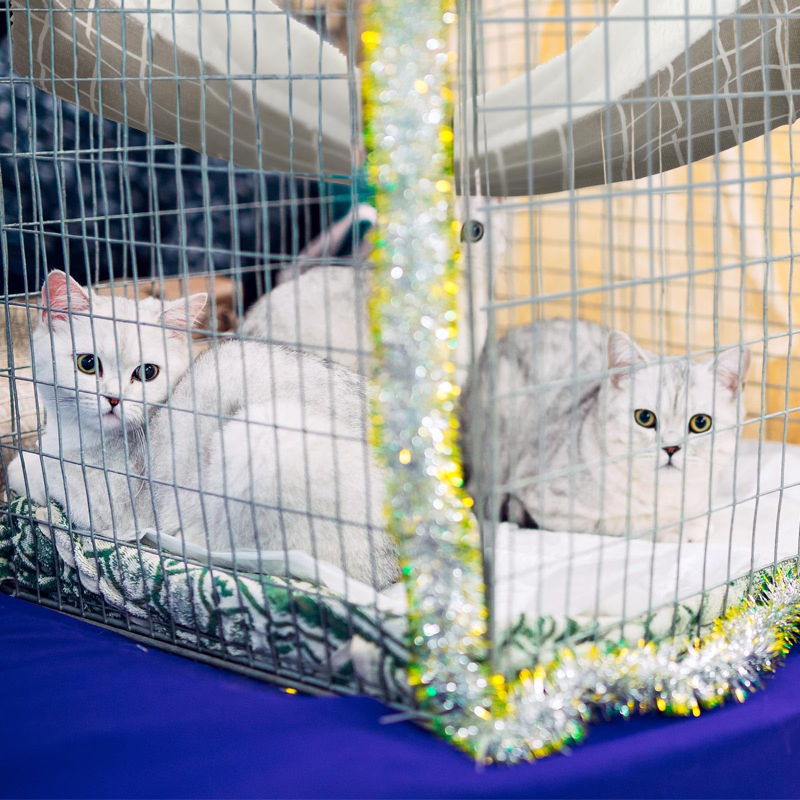 2 Pieces Reversible Cat Hanging Hammock Soft Breathable Pet Cage Hammock With Adjustable Straps And Metal Hooks Double-Sided Hanging Bed For Cats Small Dogs Rabbits (Geometry Pattern, M)