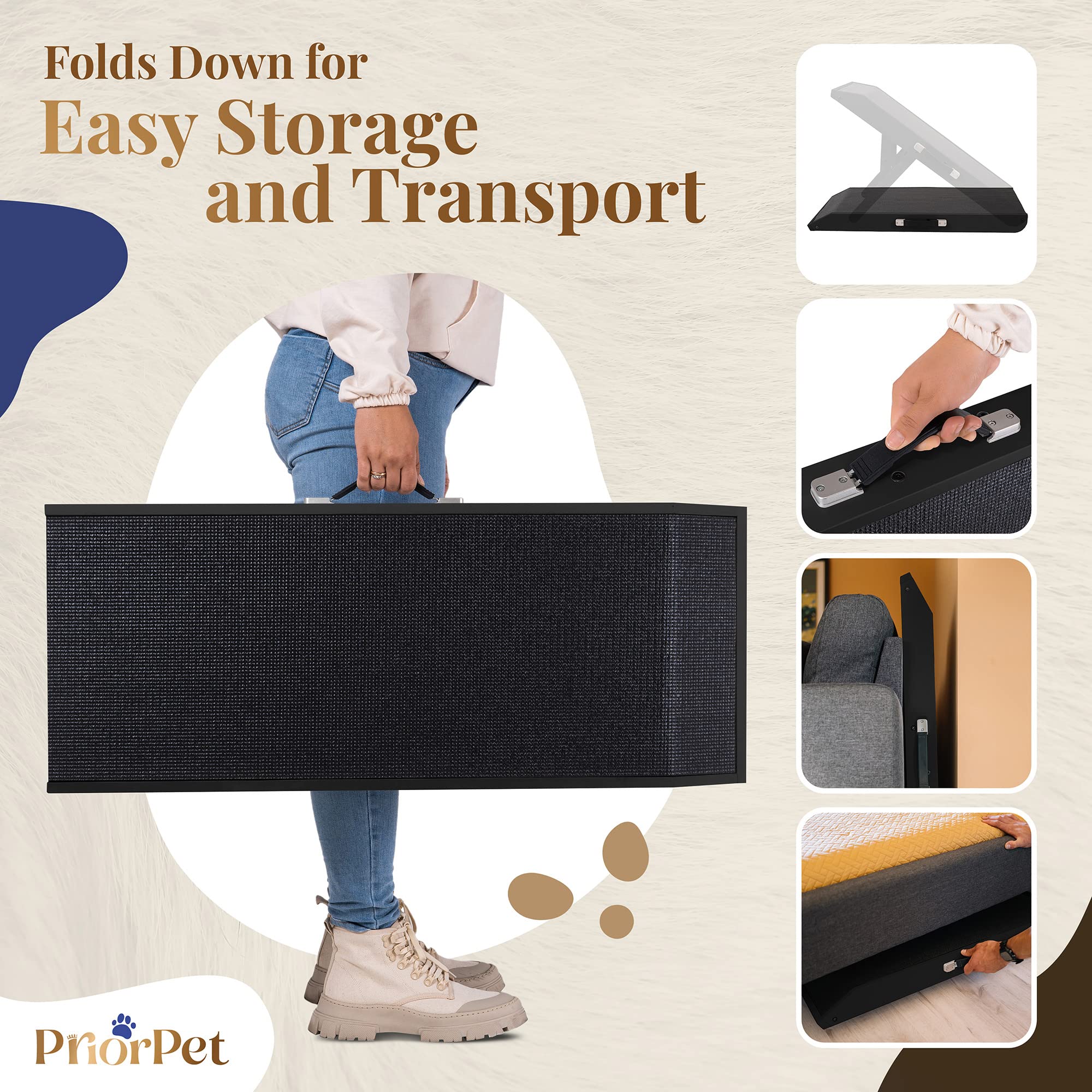 Dog ramp for Couch - Non-Slip, Sturdy Build Foldable Dog ramp - Supports up to 200lbs - Adjustable 7 to 20 - Landing Platfor