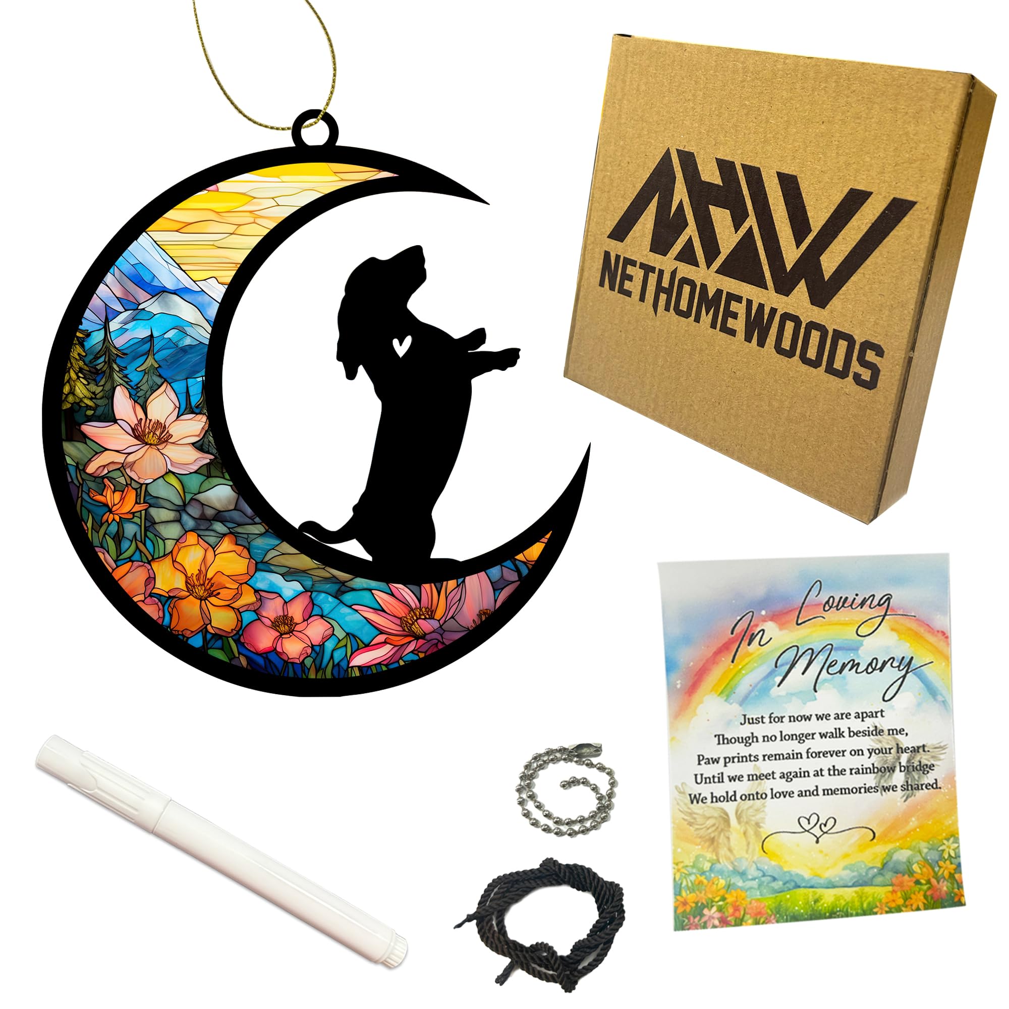 Nethomewoods Basset Hound Memorial Suncatcher, Personalized Dog Loss Gift With Name & Date, Rainbow Bridge Remembrance For Dog L