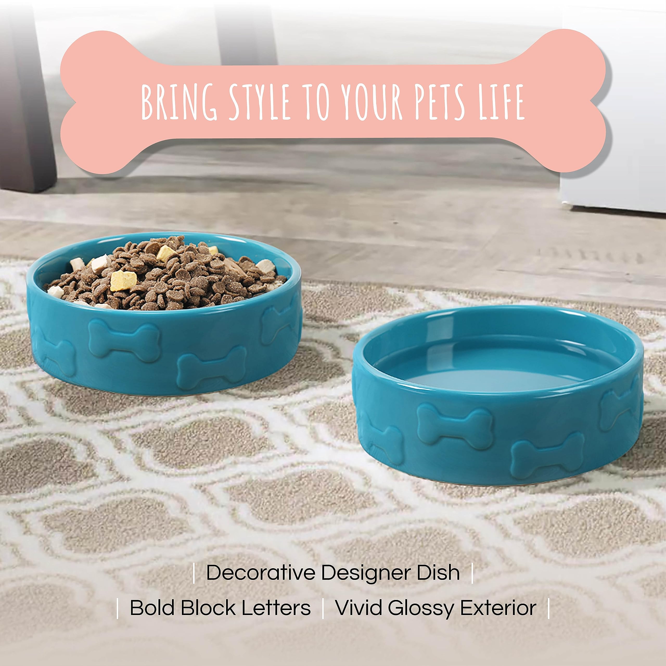 Park Life Designs Pet Bowl | Manor (Medium, Azure)