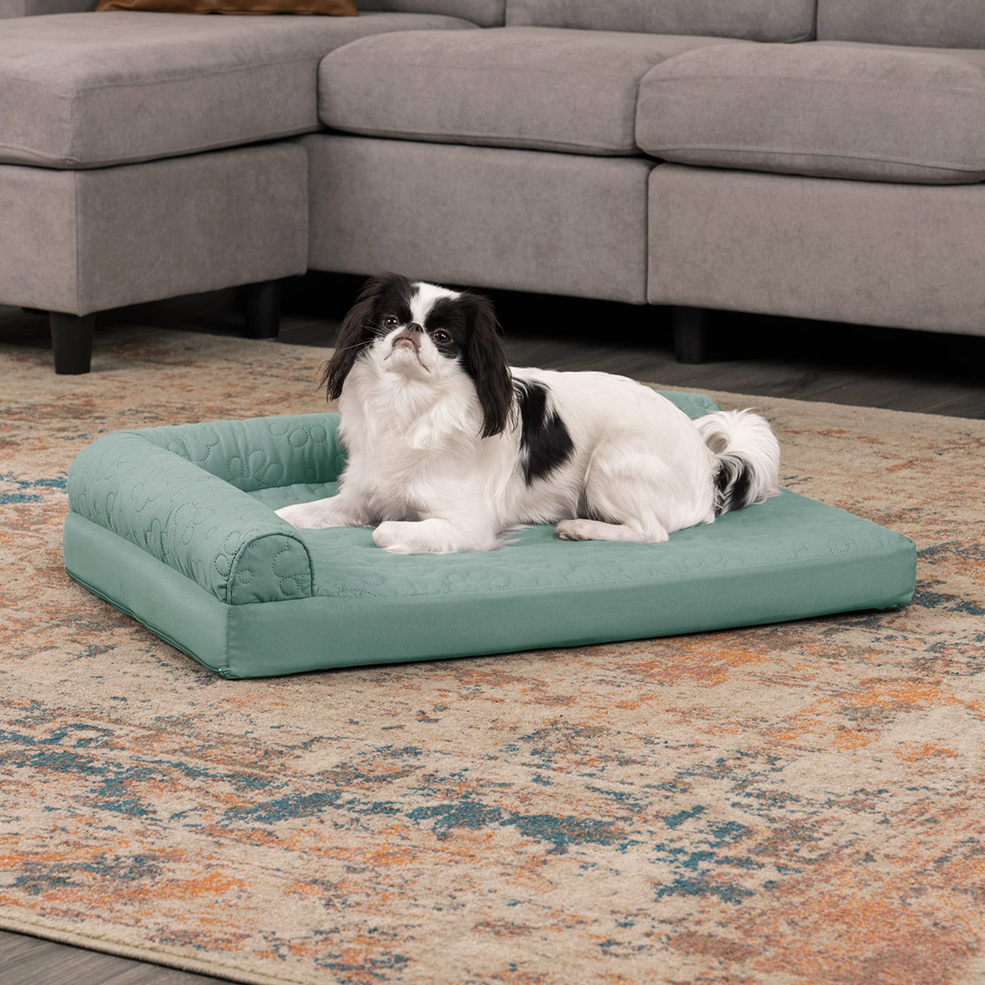 Furhaven Orthopedic Dog Bed For Medium/Small Dogs W/ Removable Bolsters & Washable Cover, For Dogs Up To 35 Lbs - Pinsonic Quilt