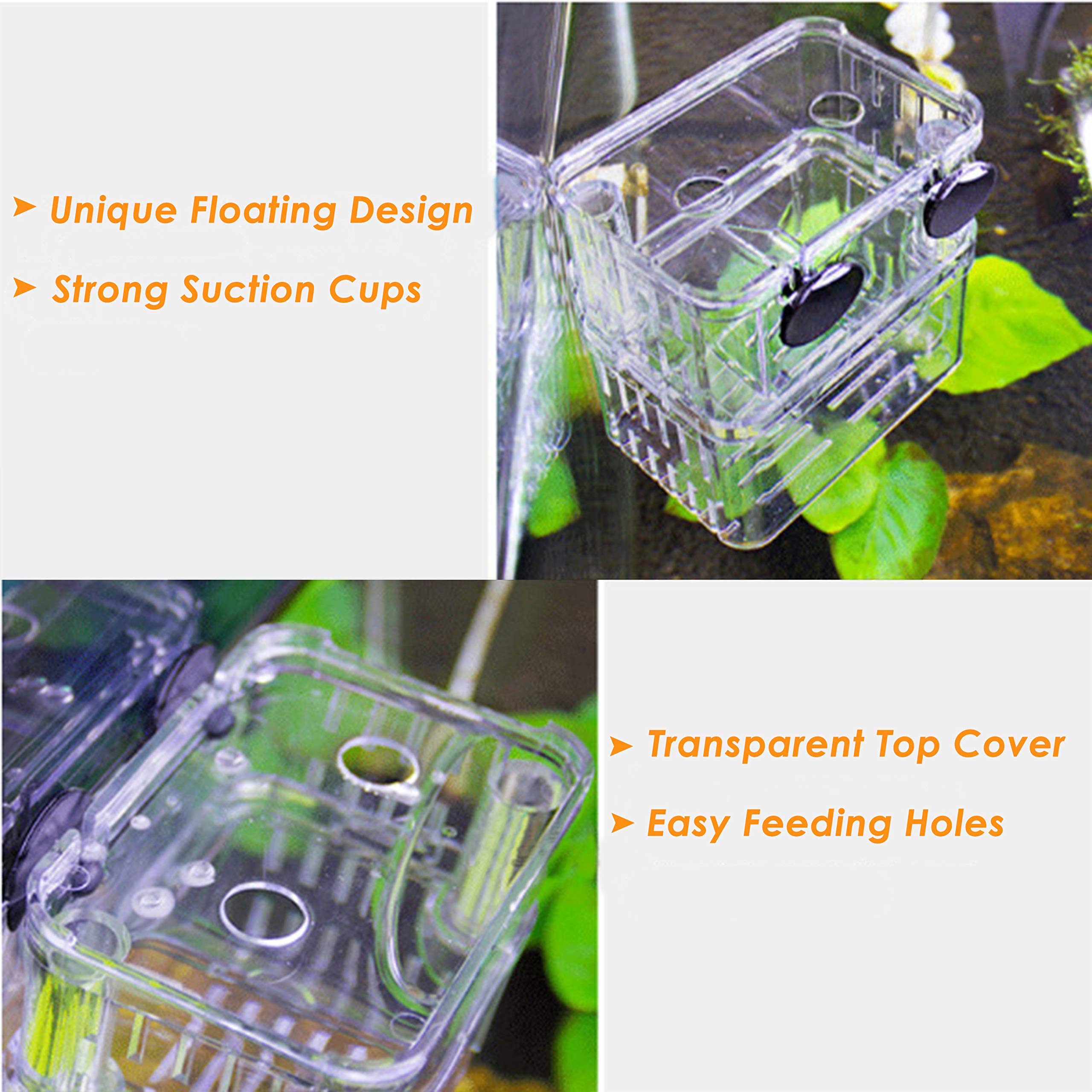 Tiberham Acrylic Floating Fish Hatchery Isolation Box, Double Layer Fry Hatching Incubator Breeding Rearing Trap, Aquarium Tank