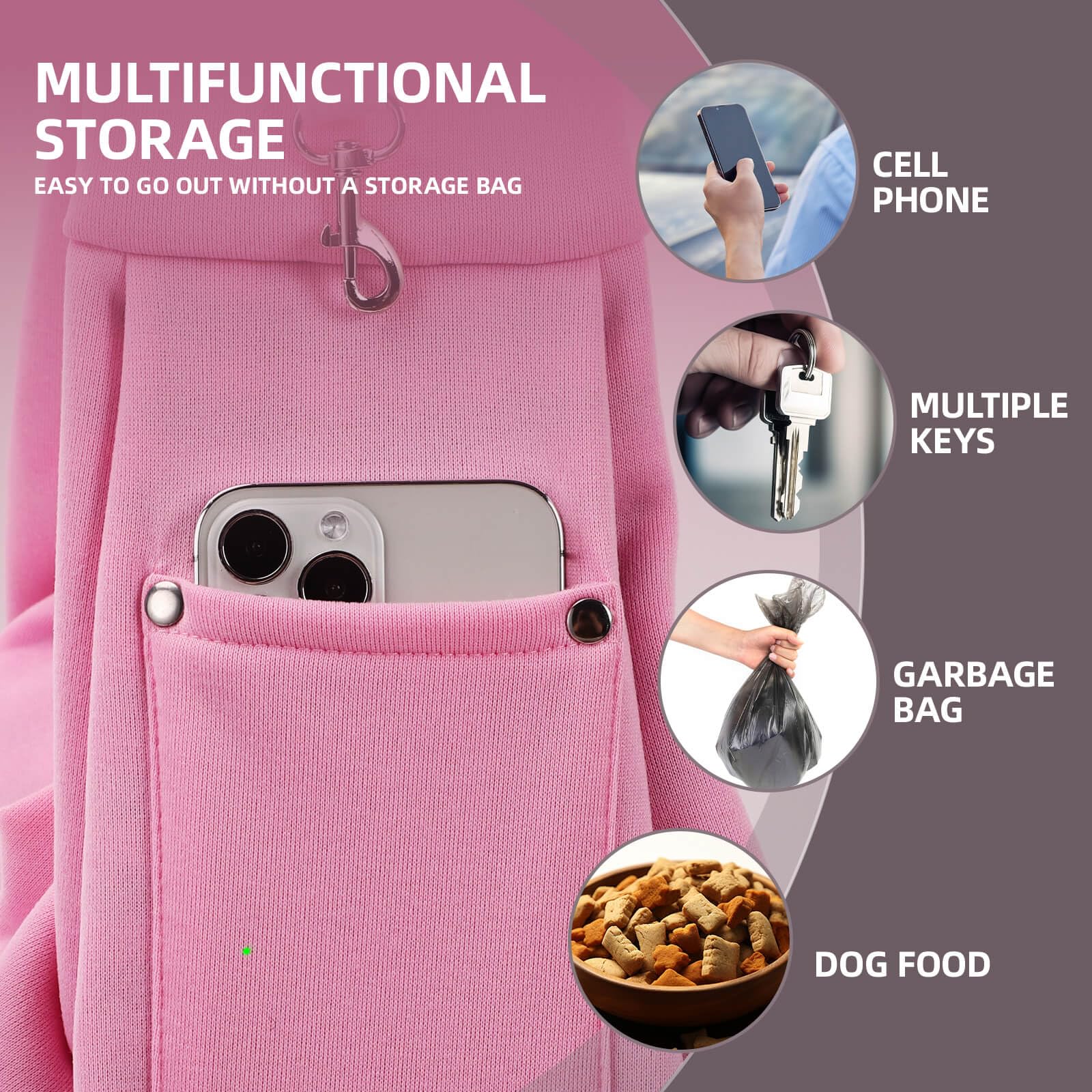 Dog Carrier Sling - Reversible Puppy Carrier Purse With Storage Pocket, Hand-Free Dog Sling Carrier For Carry Small Dogs And Cats, Travel Safety Harness, Dog And Cat Harness (Pink)