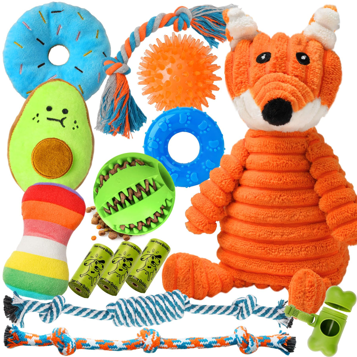 Zeaxuie 14 Pack Puppy Toys For Teething Small Dogs, Puppy Chew Toys With Cute Squeaky Dog Toys, Ball And More Rope Dog Chew Toys