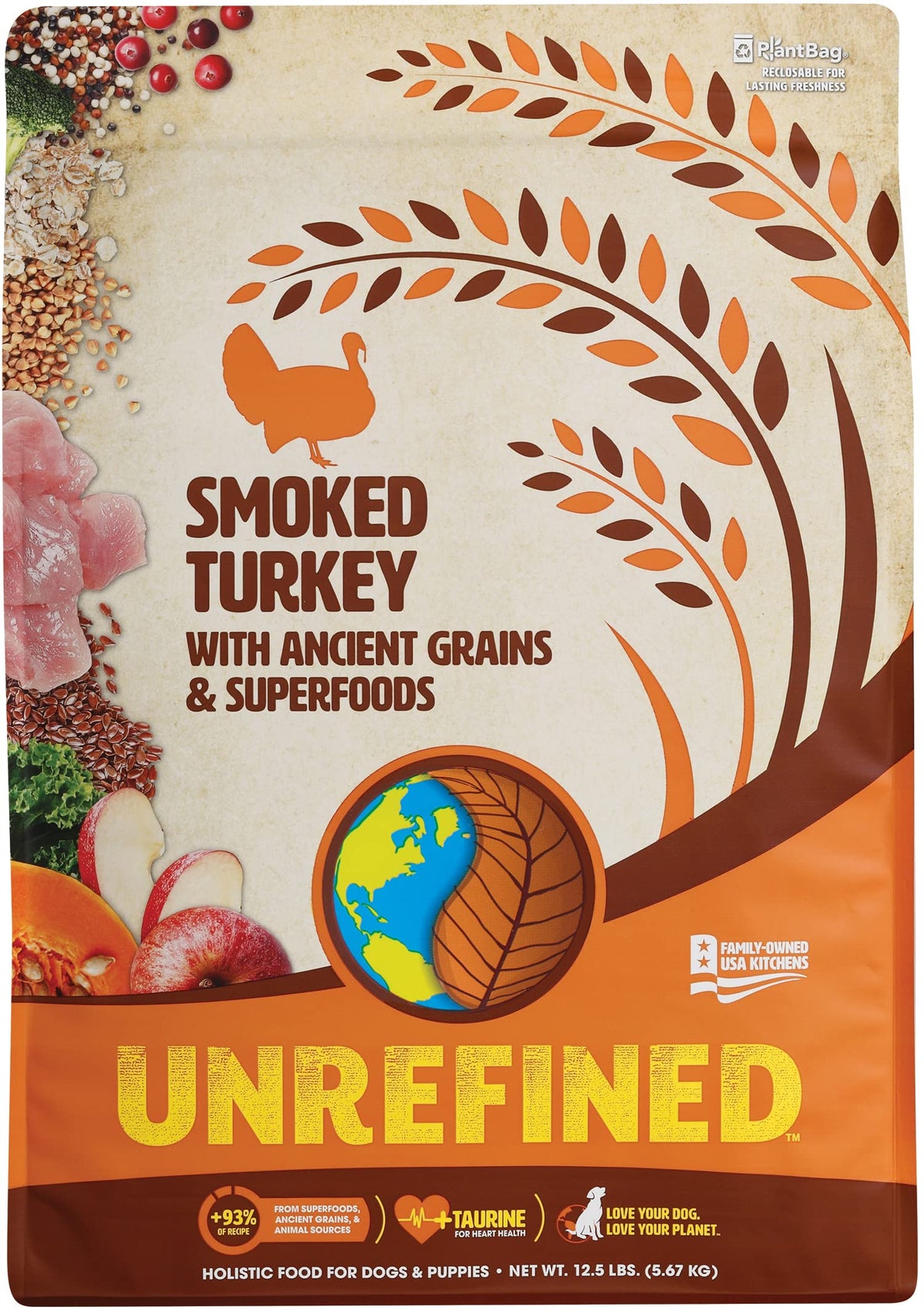 Unrefined Smoked Turkey With Ancient Grains & Superfoods Dry Dog & Puppy Food, 12.5 Lb. (1710493)
