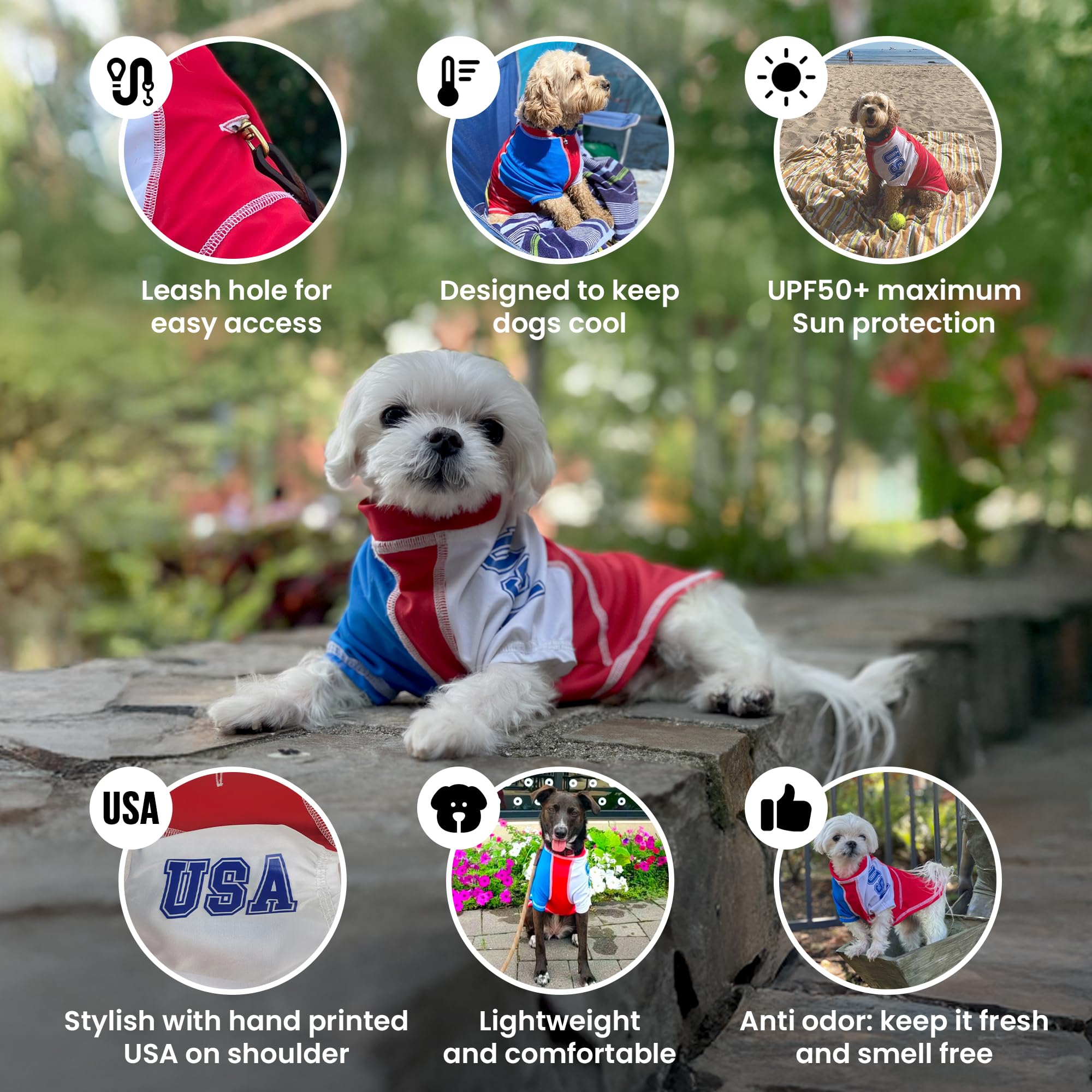 Louie De Coton Made In Usa Quality Cooling Upf50+ Sun Shirts For Dogs, Max Uv Protection From Sunburn, Light Weight, Breathable,