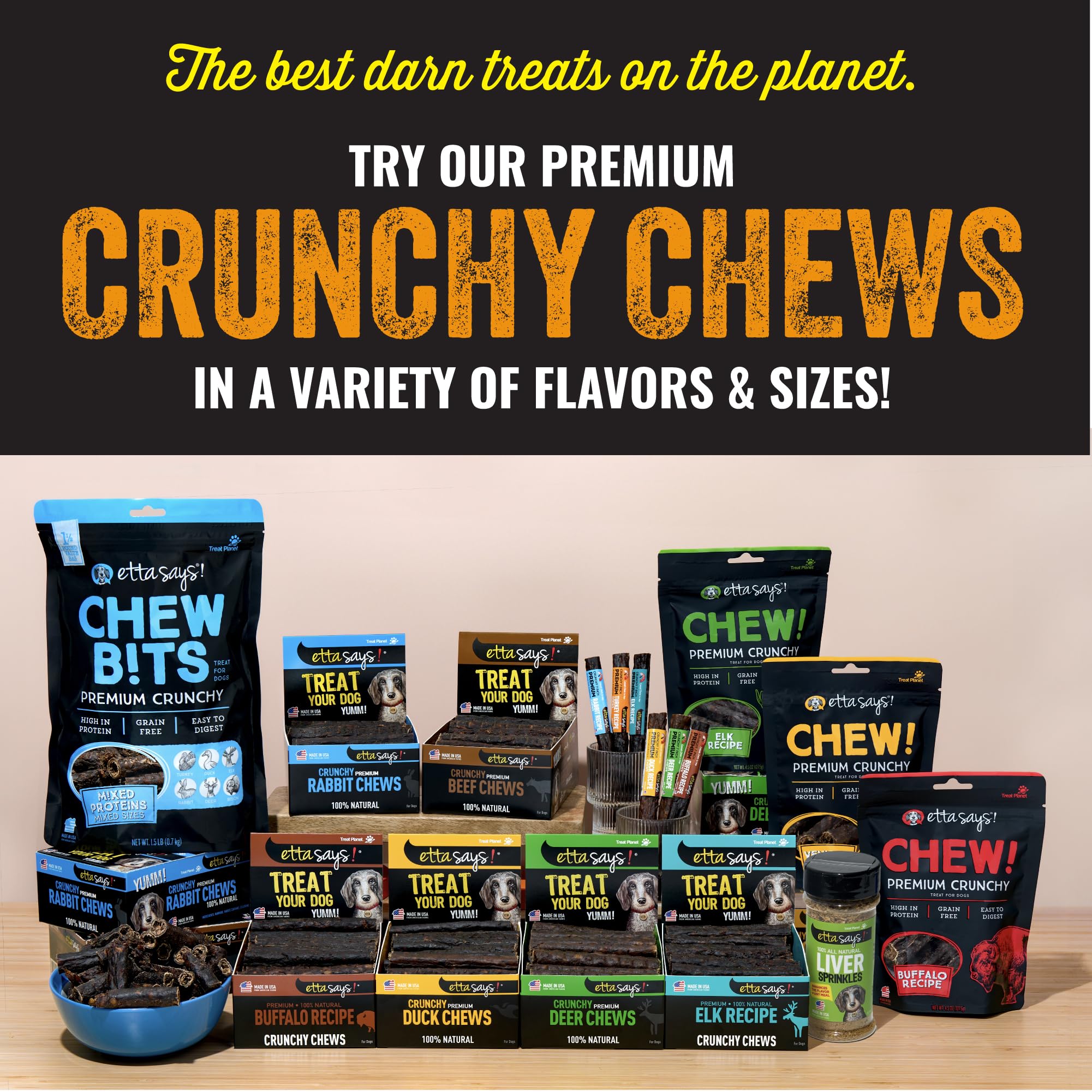etta says! Premium Crunchy 7 Turkey Chews - Grain-Free Dog Treats, Good for Teeth, Easy to Digest - Made in The USA (20 Count Pa