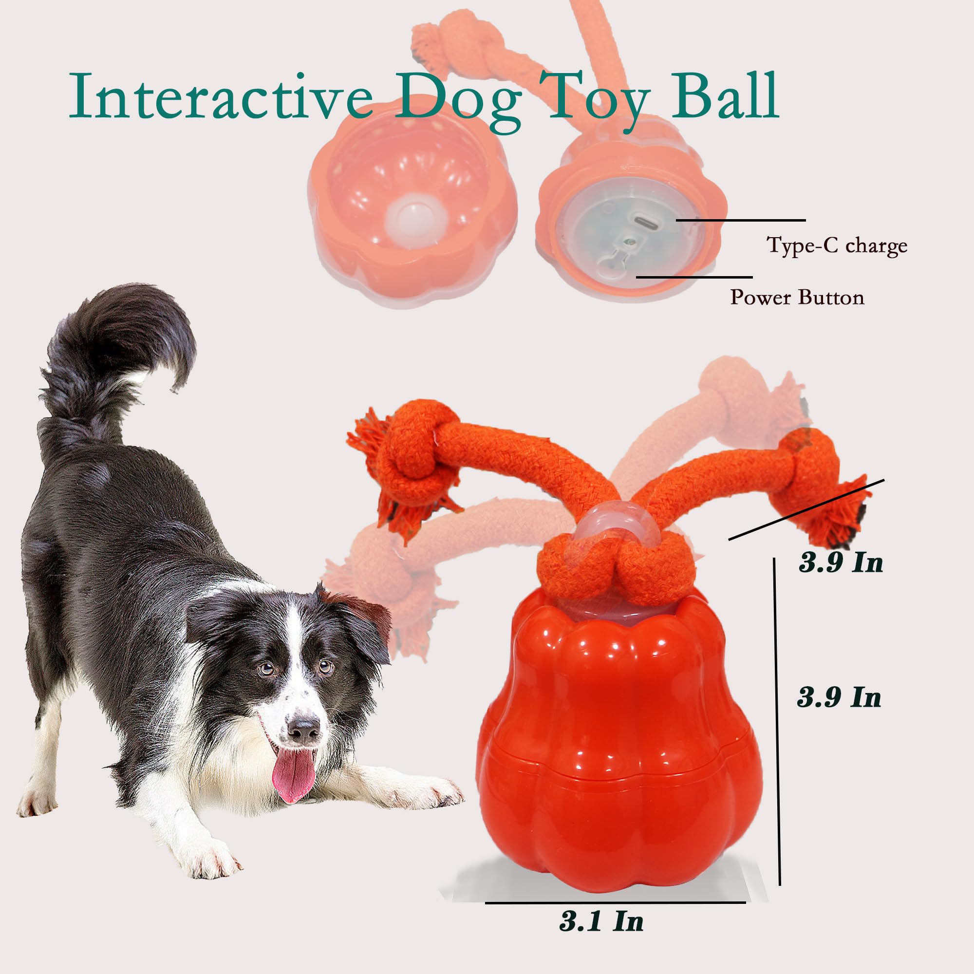 Automatic Interactive Rolling Dogs Toys Ball For Indoor- Rechargeable Activate Dog Pet Toy For Indoor, Self-Playing Automatic Mo