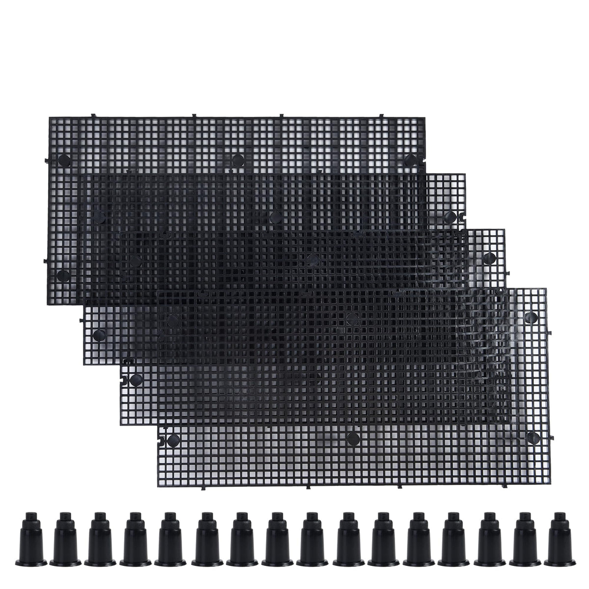 Alegi Plastic Grid Divider Tray Egg Crate Louvre Aquarium Fish Tank Bottom Isolation With Bracket (4Pcs Black)