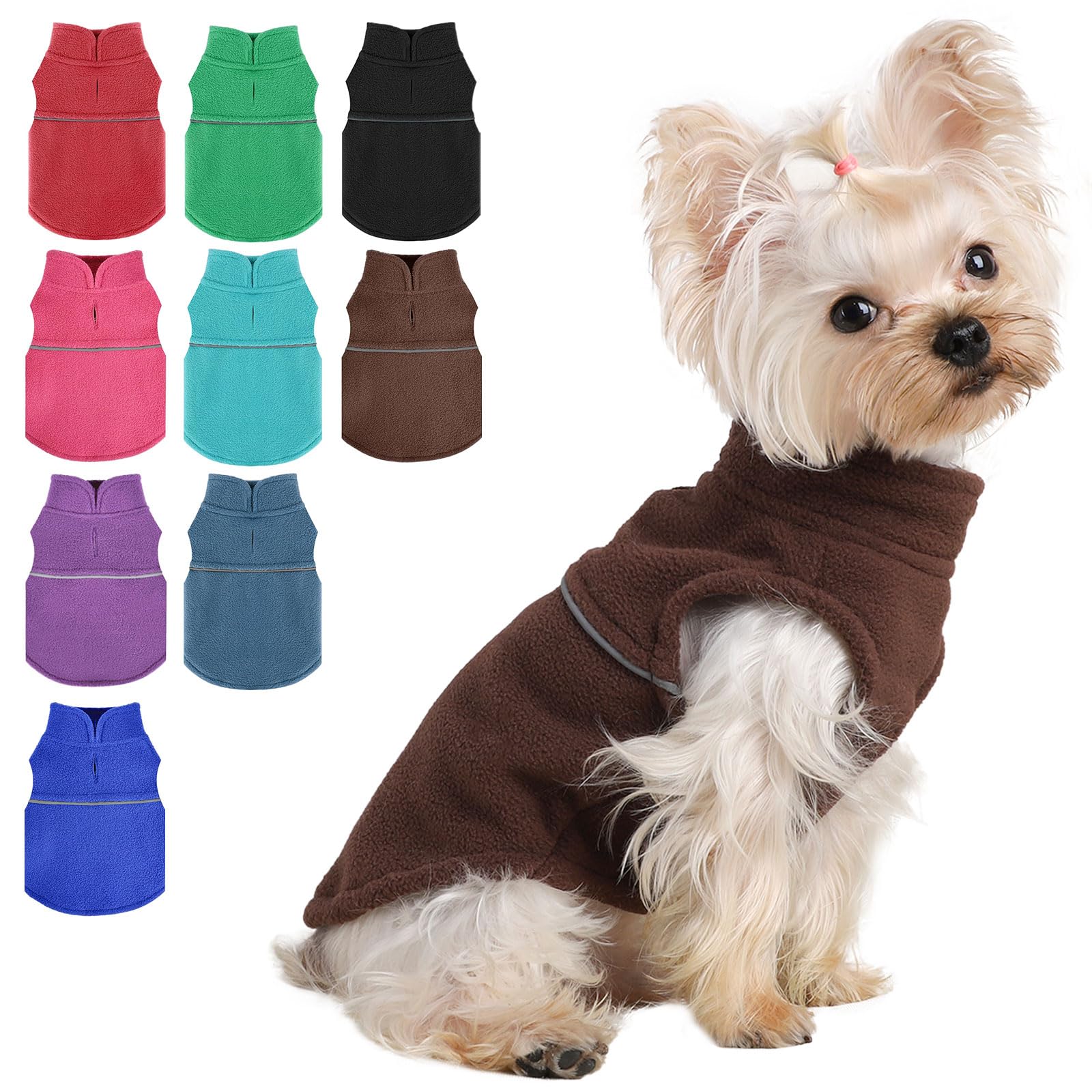 Fleece Vest Dog Sweater Winter Pet Clothes for Small Dogs Boy or Girl Warm Pullover Fleece Puppy Sweater Soft Stretchy Warm Vest Pet Jacket (Brown  XXS)-New