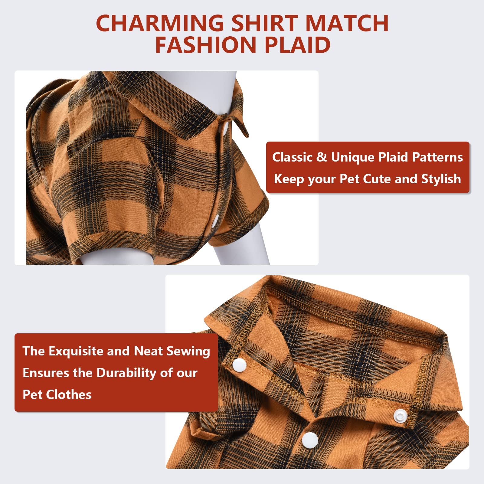 Koneseve Dog Shirt Plaid Dog Clothes For Medium Large Dogs Boy Girl Soft Pet T-Shirts Breathable Outfit Adorable Costume Grid Cl