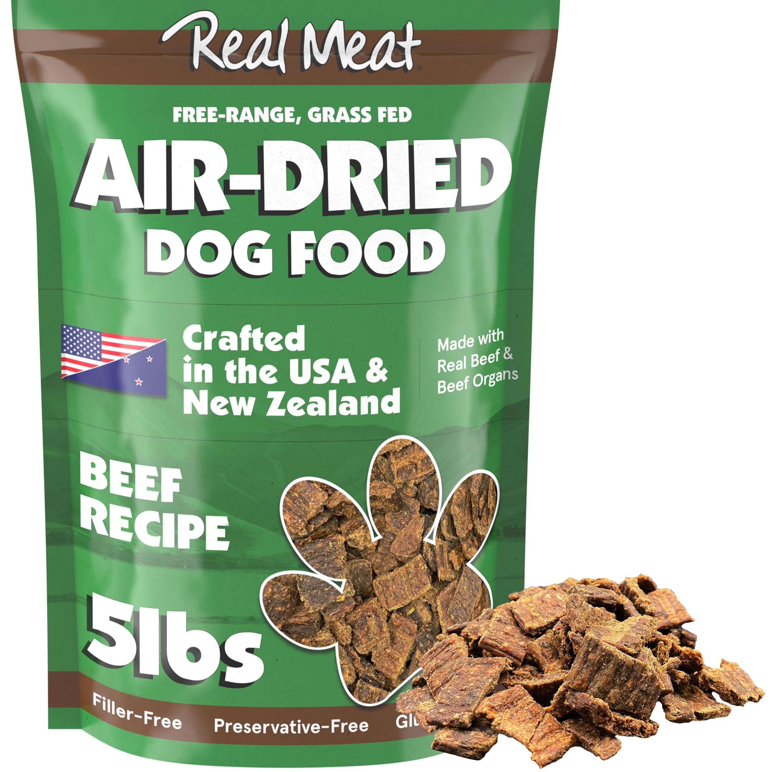 TRMC Real Meat All Natural Air Dried Dog Food, Grain Free Dog & Cat Food (Beef, 5lb)