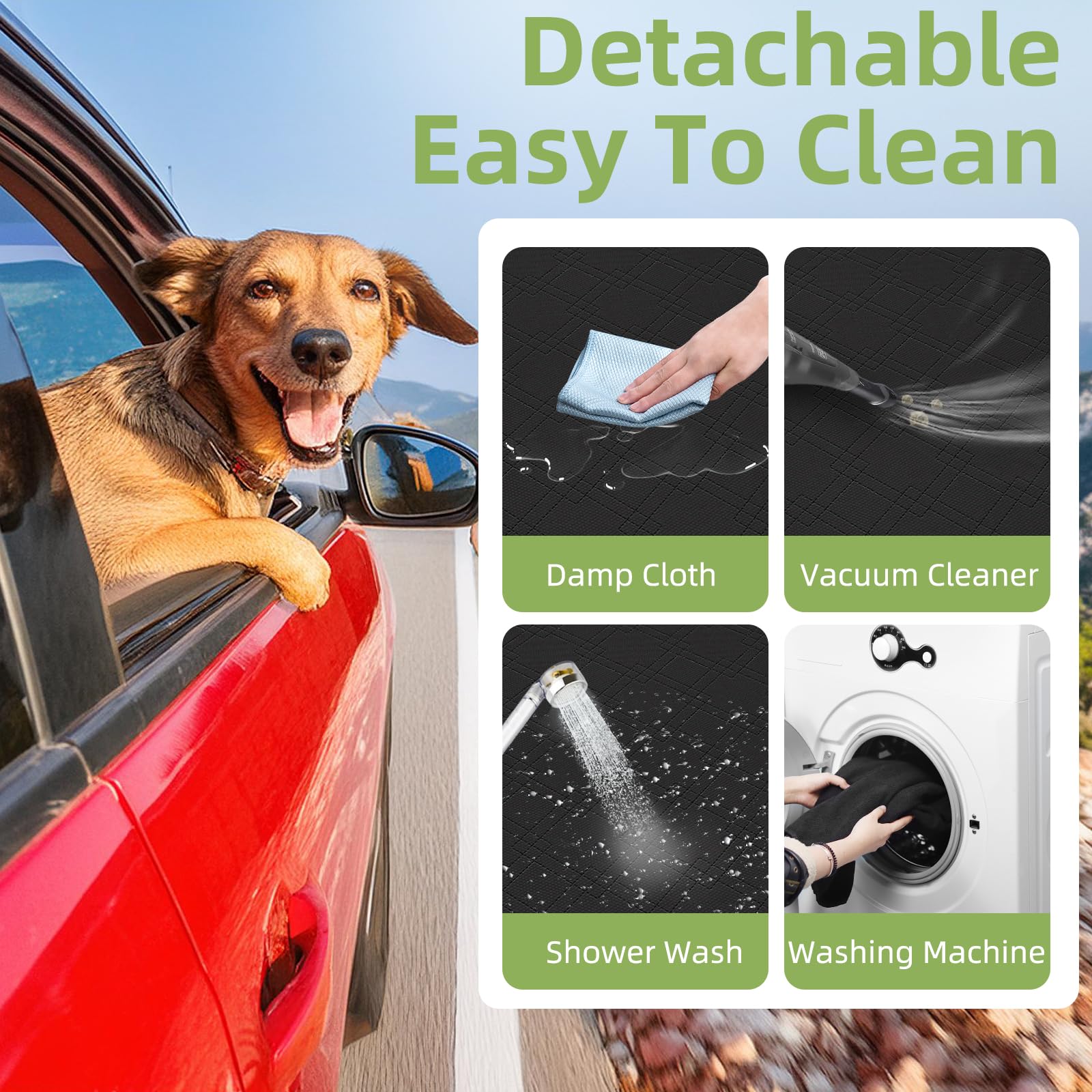 Back Seat Extender for Dogs - Extra 40% Space, Dog Car Seat Cover Hard Bottom Holds 400lbs, Waterproof Dog Hammock & Car Seat Co